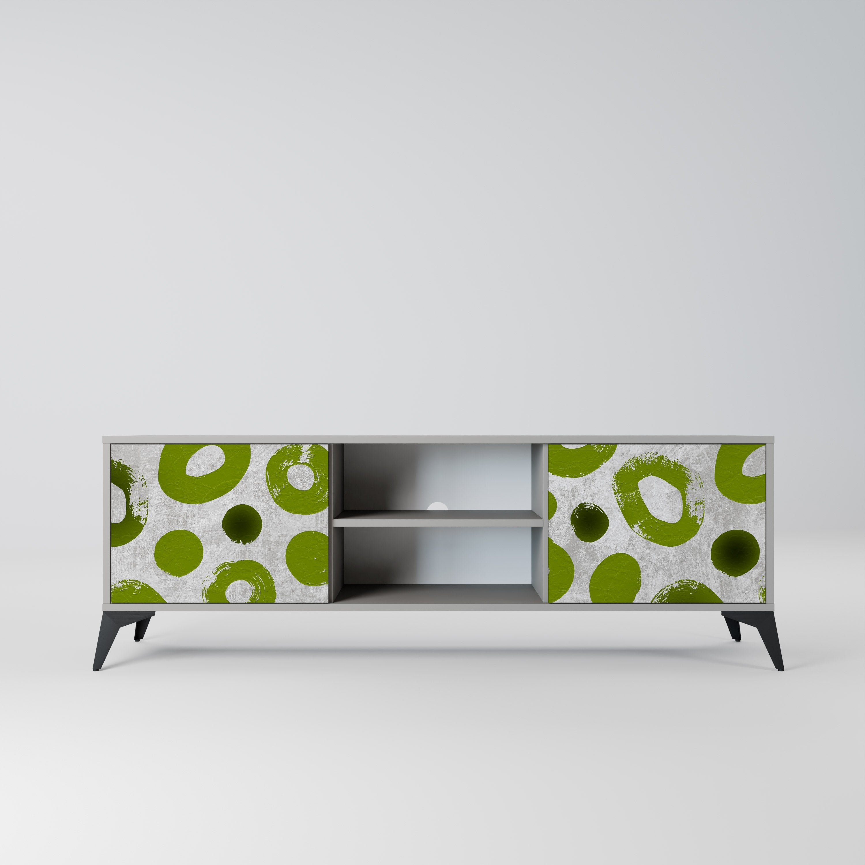 GREEN RHAPSODY 2-Door TV Stand in Grey Finish