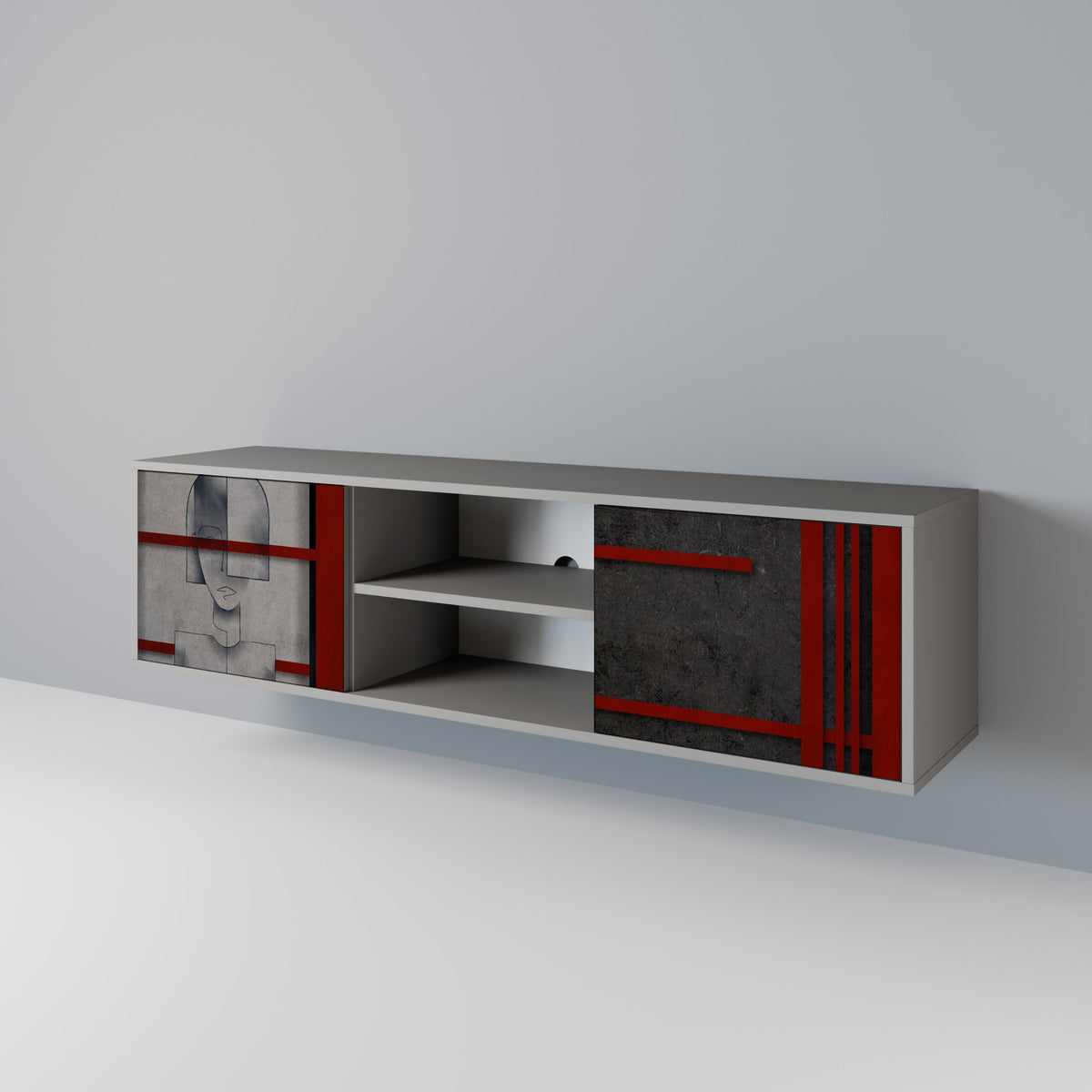 GRAY FIGURES 2-Door TV Cabinet