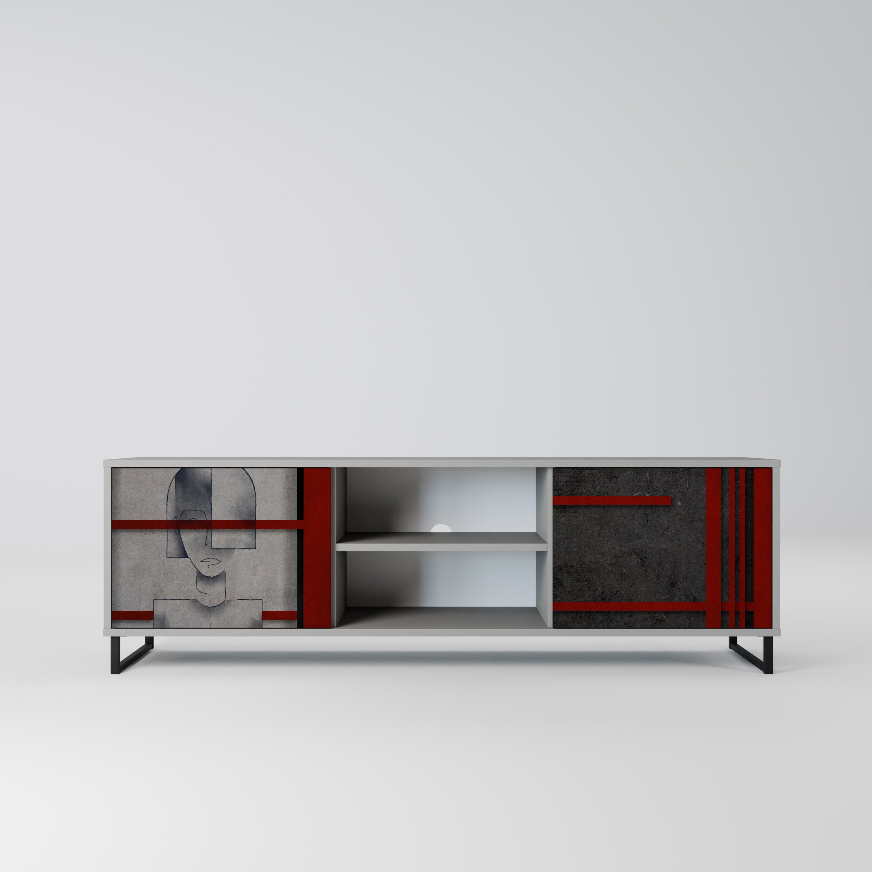 GRAY FIGURES 2-Door TV Stand in Grey Finish