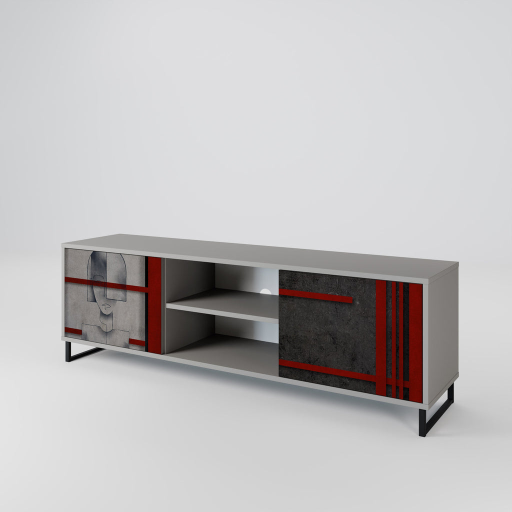 GRAY FIGURES 2-Door TV Stand in Grey Finish