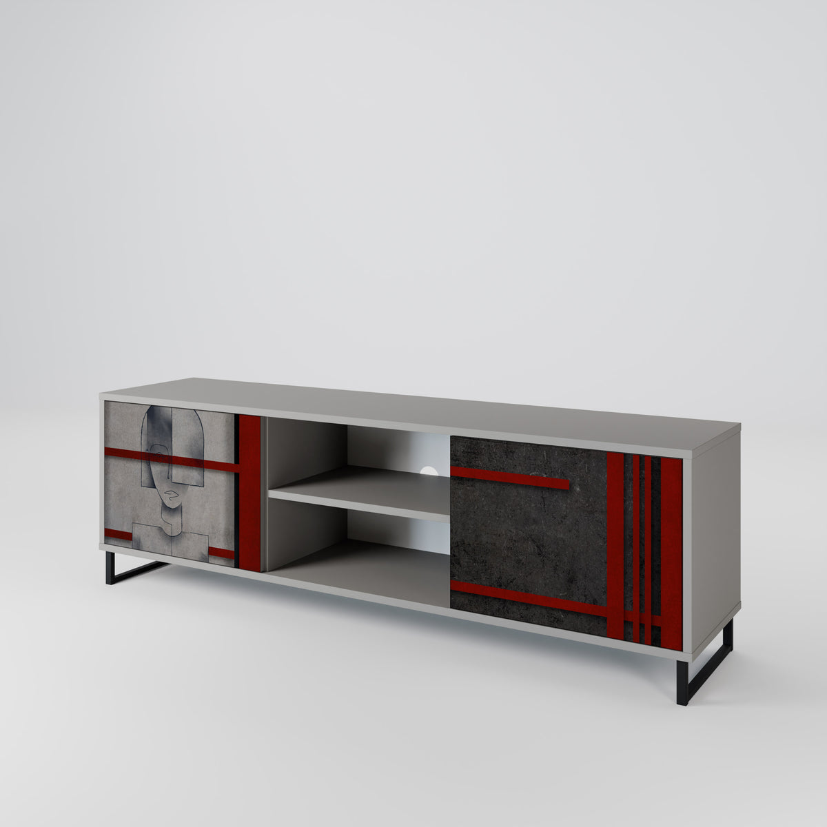 GRAY FIGURES 2-Door TV Cabinet