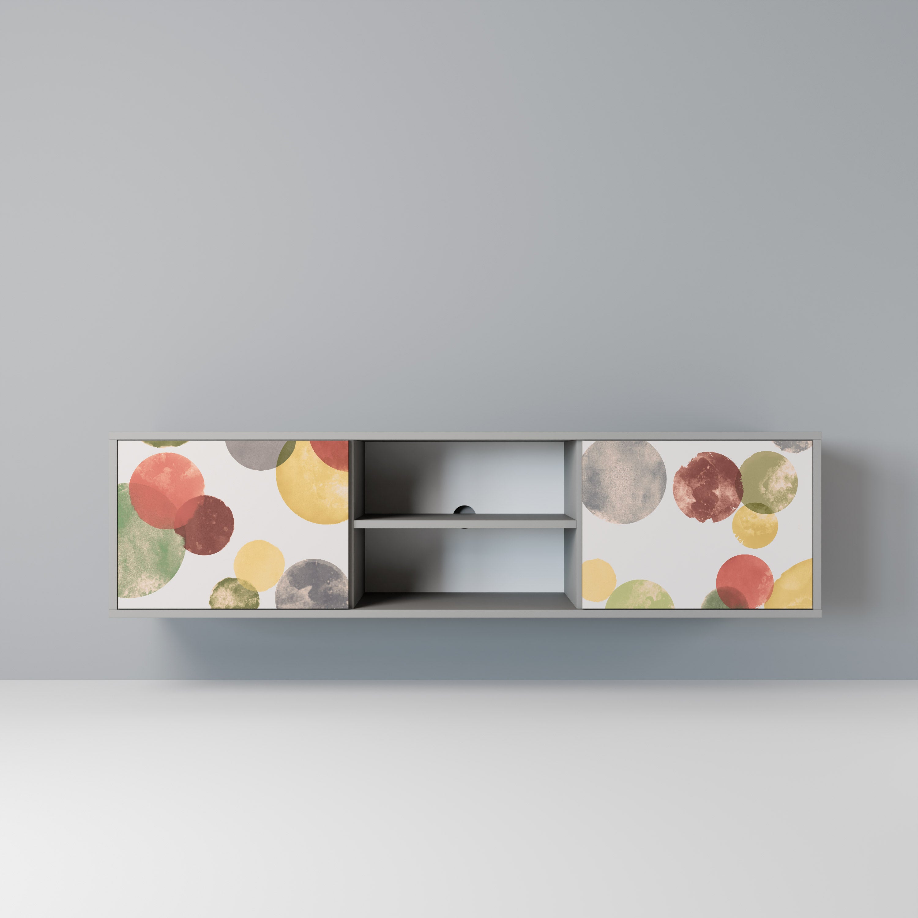 FLEETING HAPPINESS 2-Door TV Stand in Grey Finish