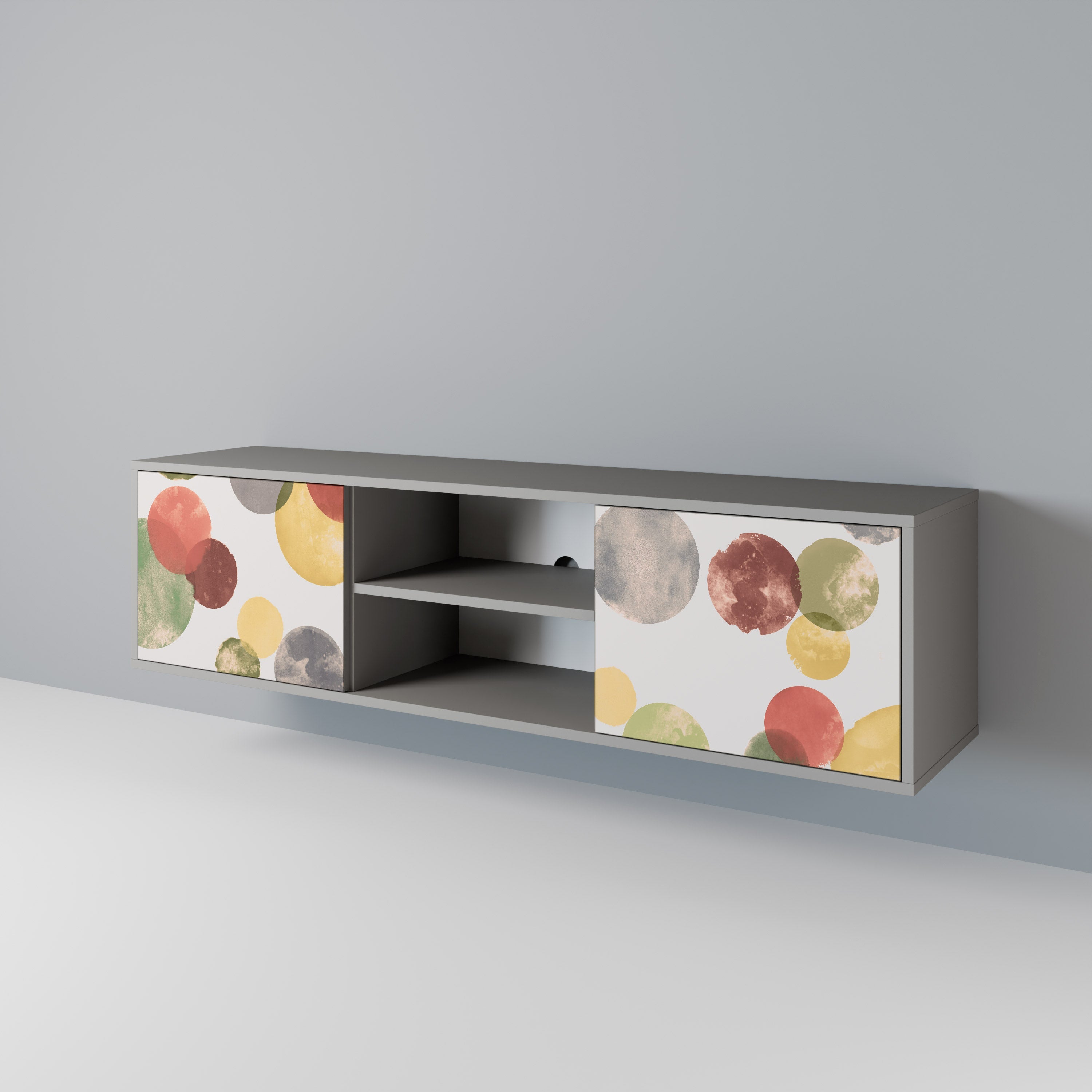 FLEETING HAPPINESS 2-Door TV Stand in Grey Finish