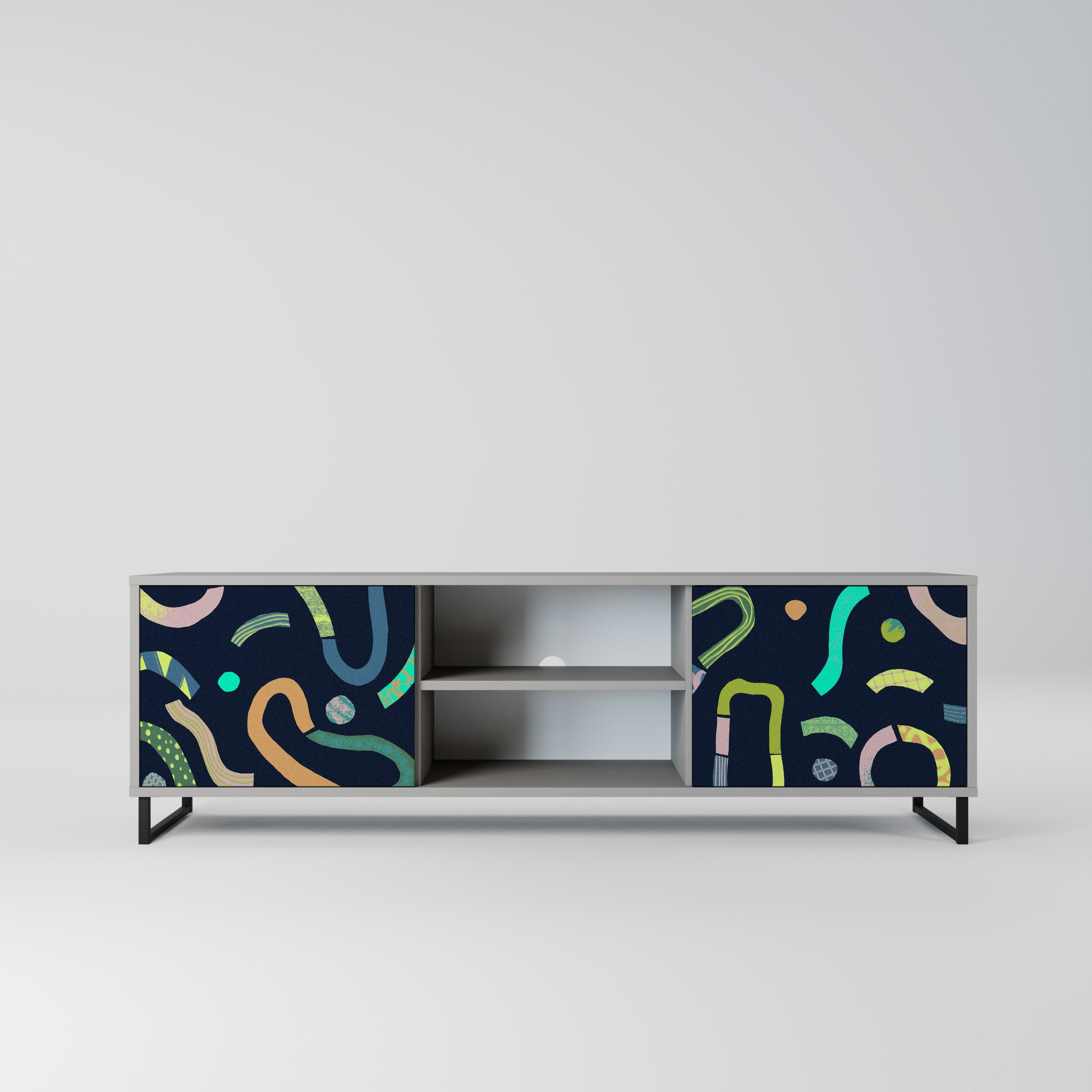 CONTRAST DANCE 2-Door TV Stand in Grey Finish