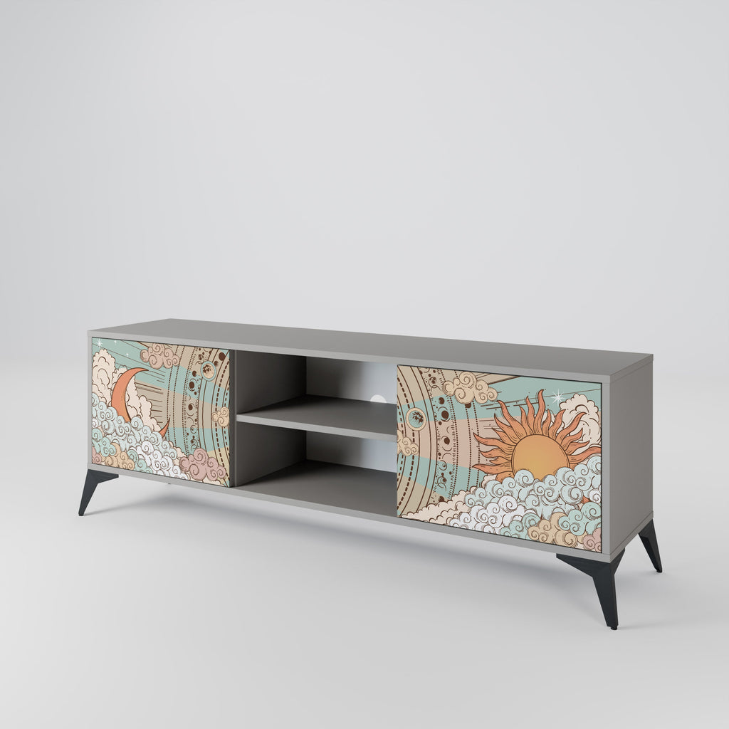 MYSTICAL STRUCTURE 2-Door TV Stand in Grey Finish