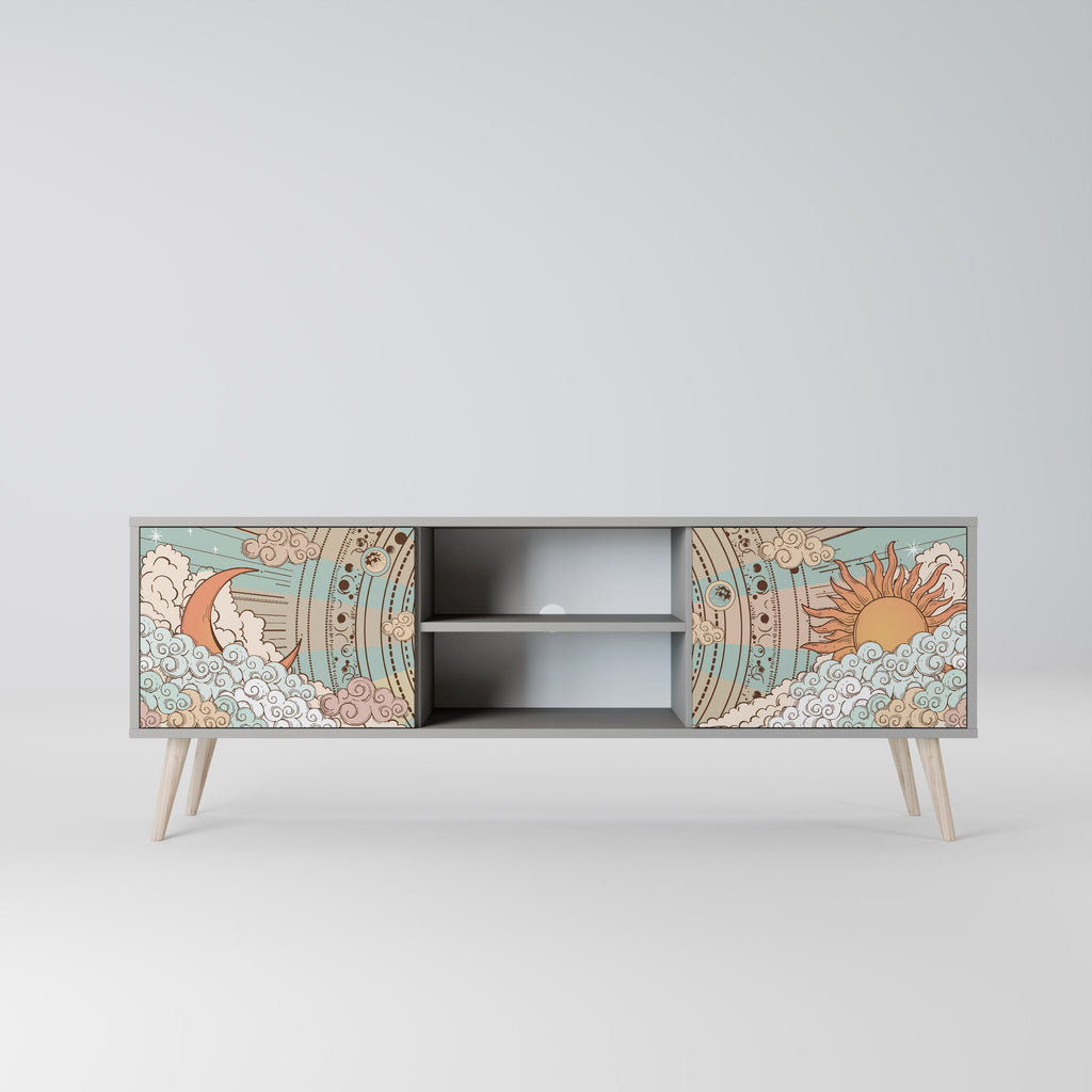 MYSTICAL STRUCTURE 2-Door TV Stand in Grey Finish