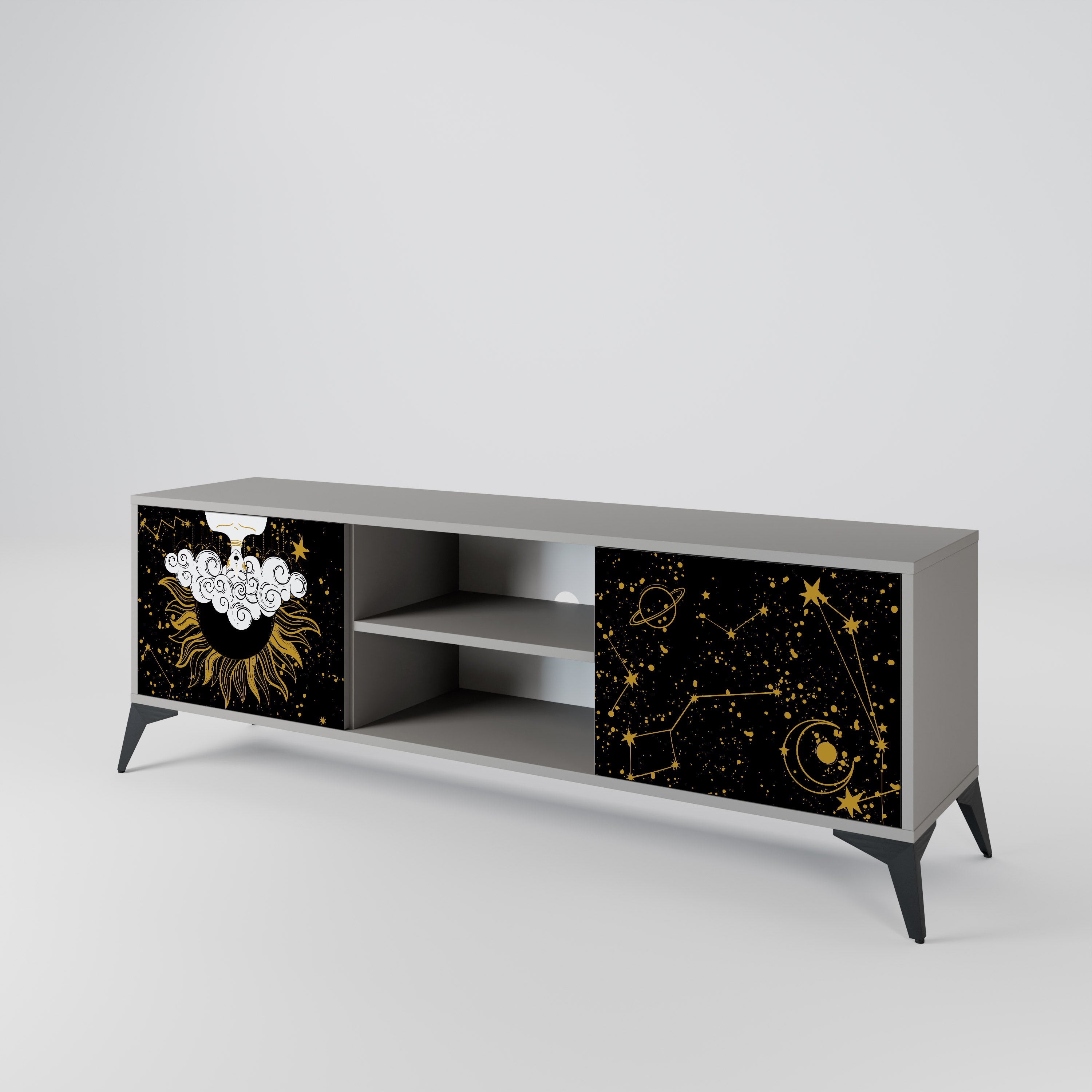 STELLAR CONSTELLATIONS 2-Door TV Stand in Grey Finish