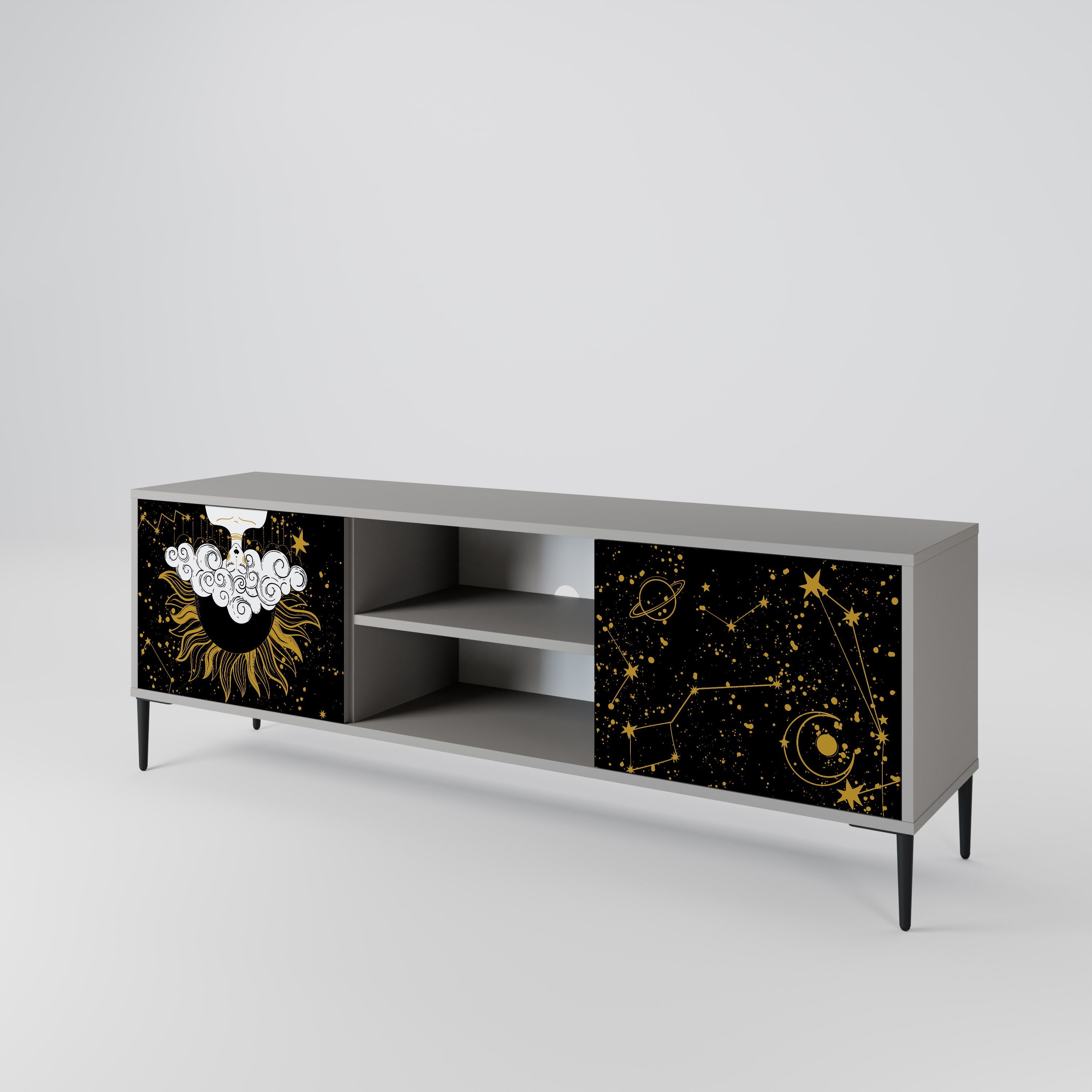 STELLAR CONSTELLATIONS 2-Door TV Stand in Grey Finish
