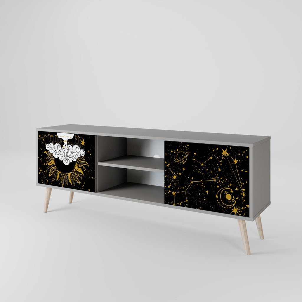 STELLAR CONSTELLATIONS 2-Door TV Stand in Grey Finish