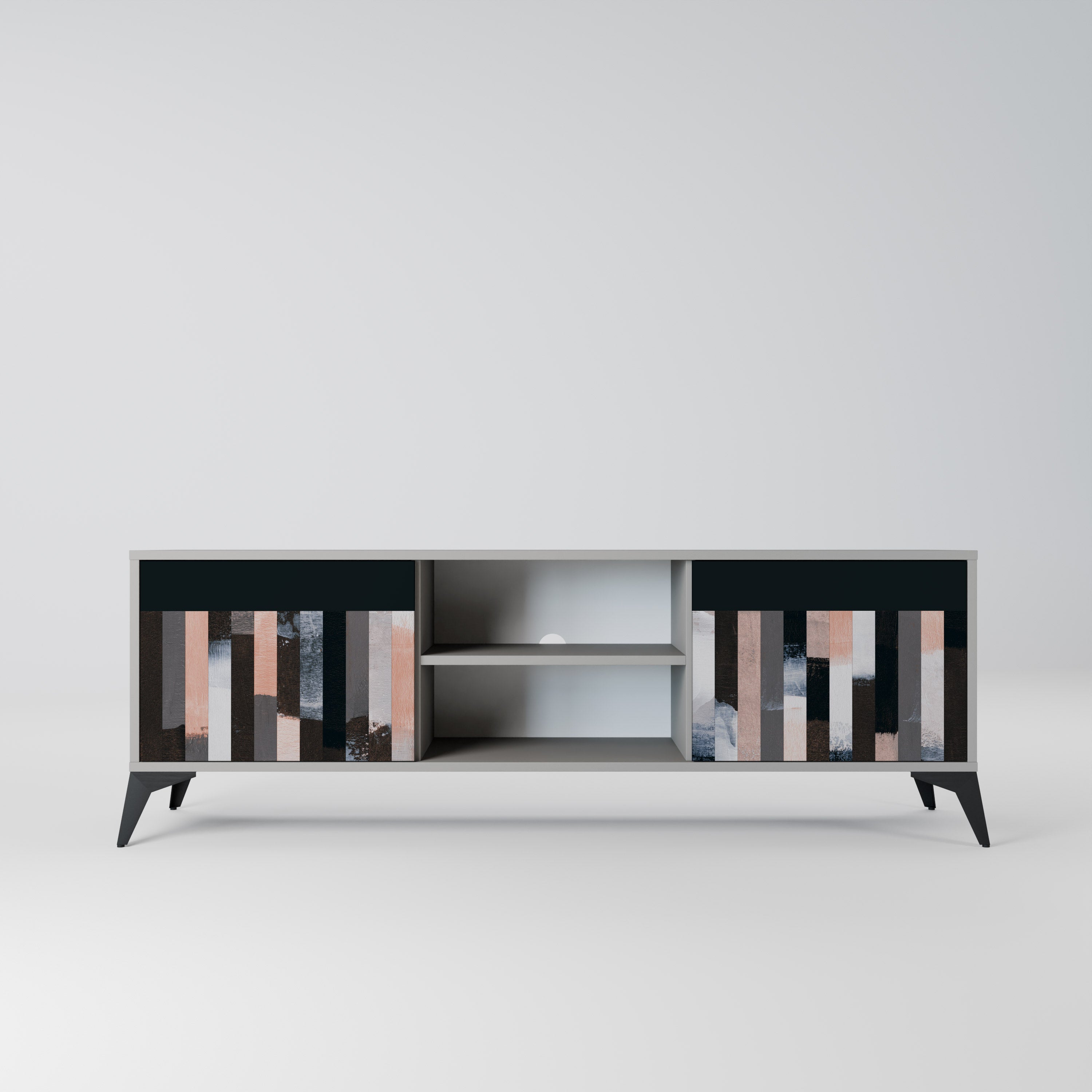 COLLAGE OF RECTANGLES 2-Door TV Stand in Grey Finish