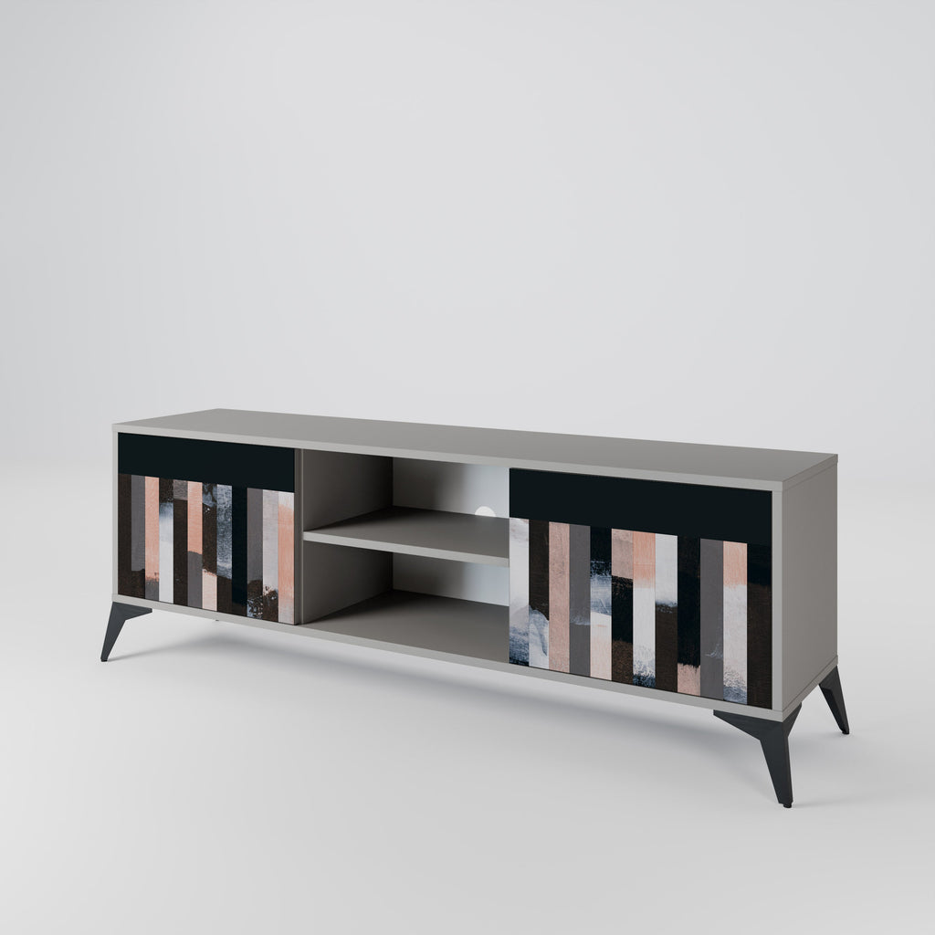 COLLAGE OF RECTANGLES 2-Door TV Stand in Grey Finish