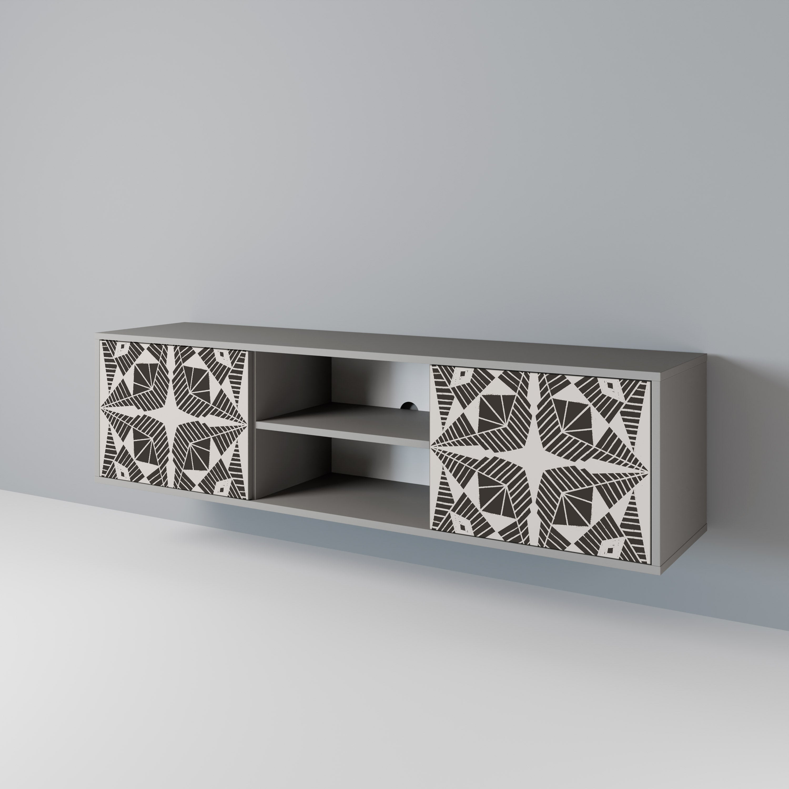 MONOCHROME NEXUS 2-Door TV Stand in Grey Finish