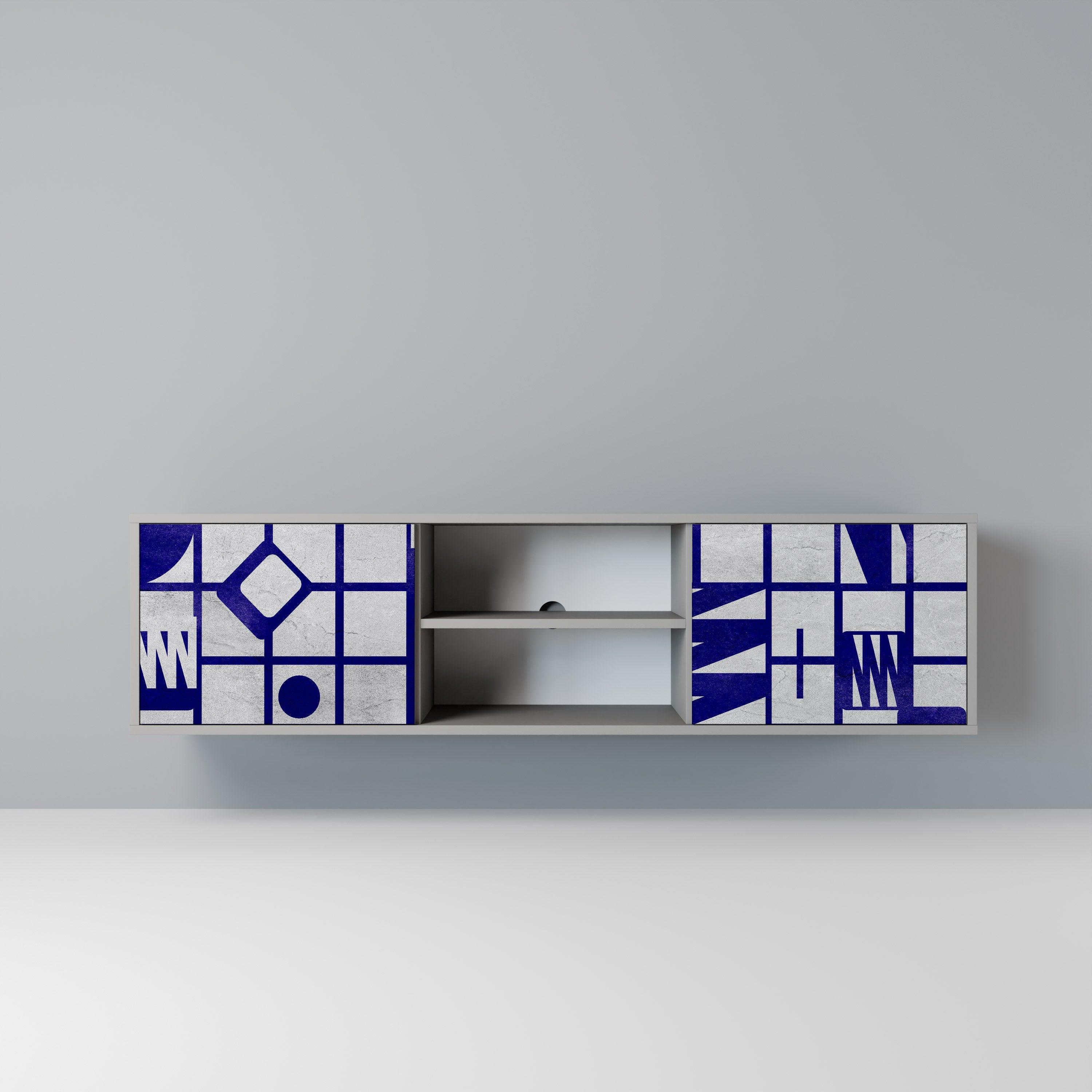 THE RIGHT PLACES 2-Door TV Stand in Grey Finish