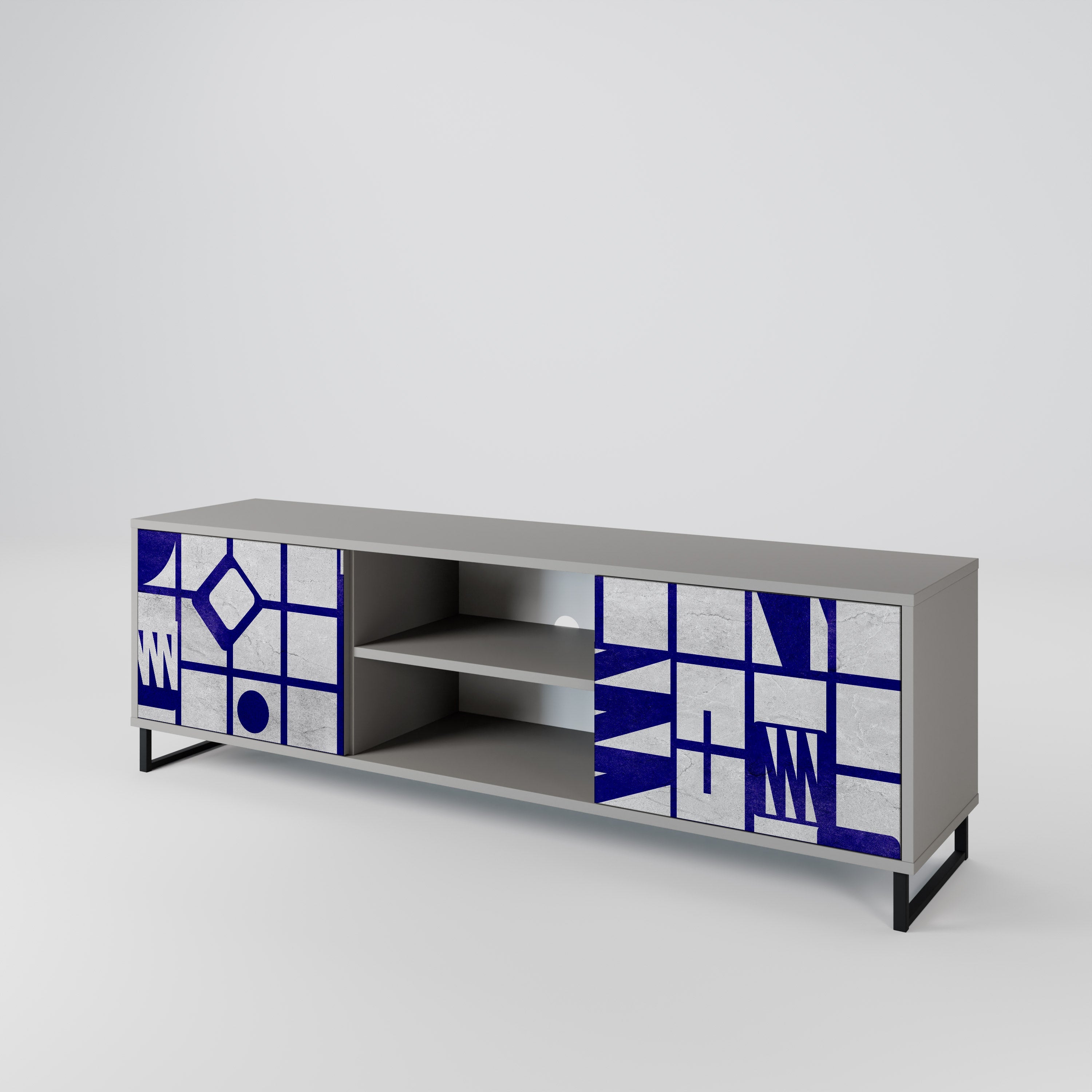 THE RIGHT PLACES 2-Door TV Stand in Grey Finish