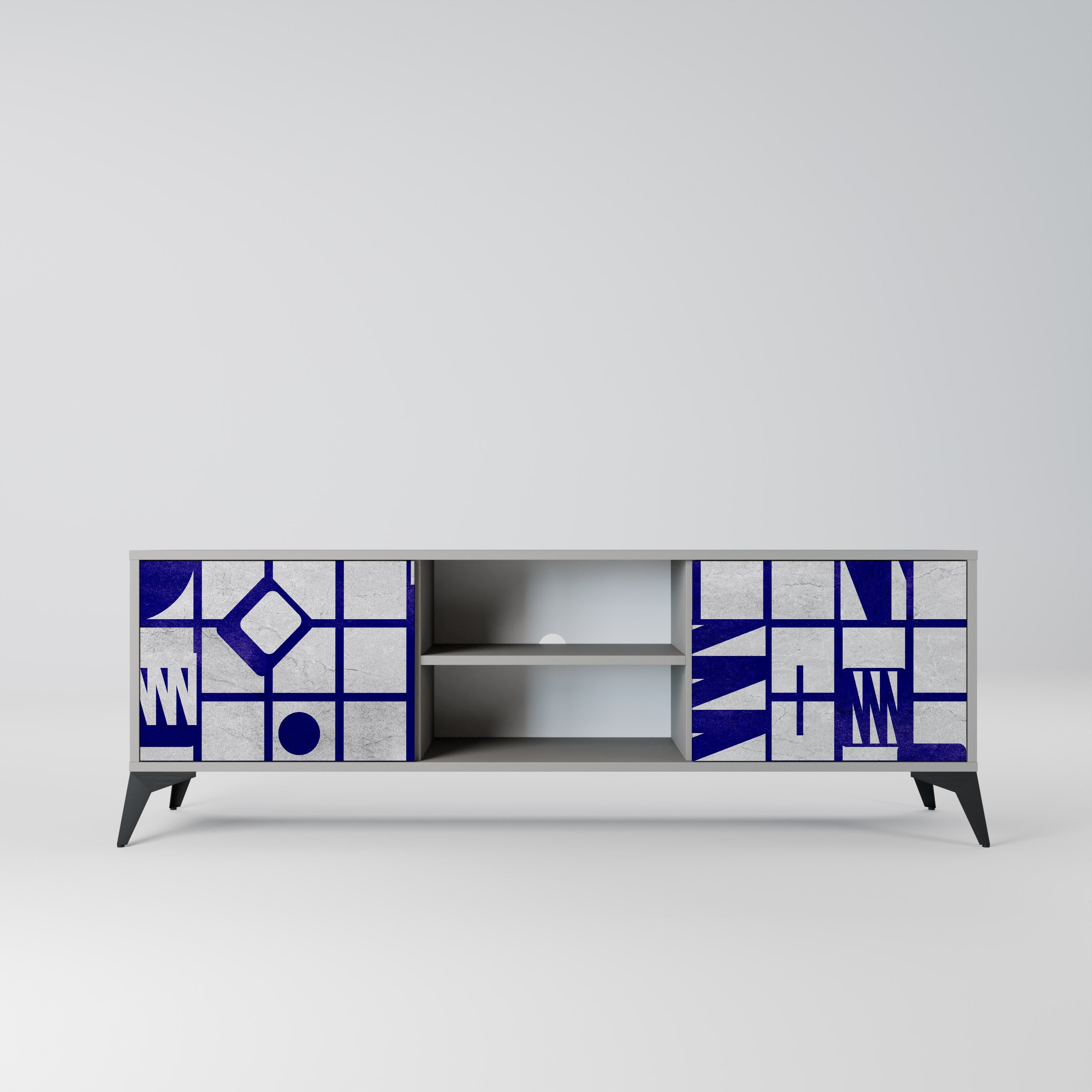 THE RIGHT PLACES 2-Door TV Stand in Grey Finish