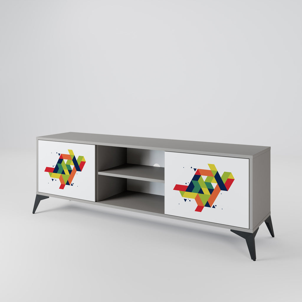 FUTURE SIGN 2-Door TV Stand in Grey Finish