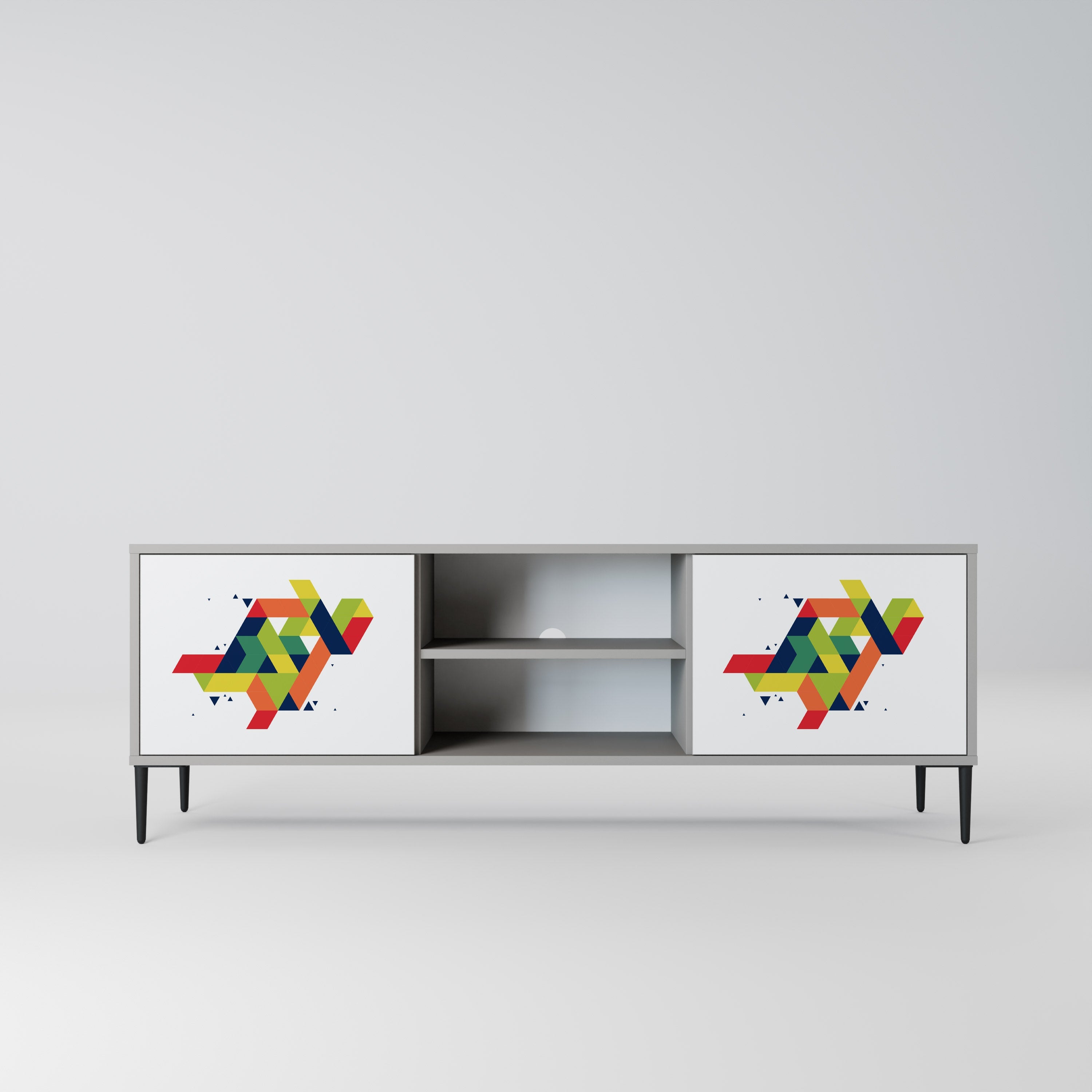 FUTURE SIGN 2-Door TV Stand in Grey Finish