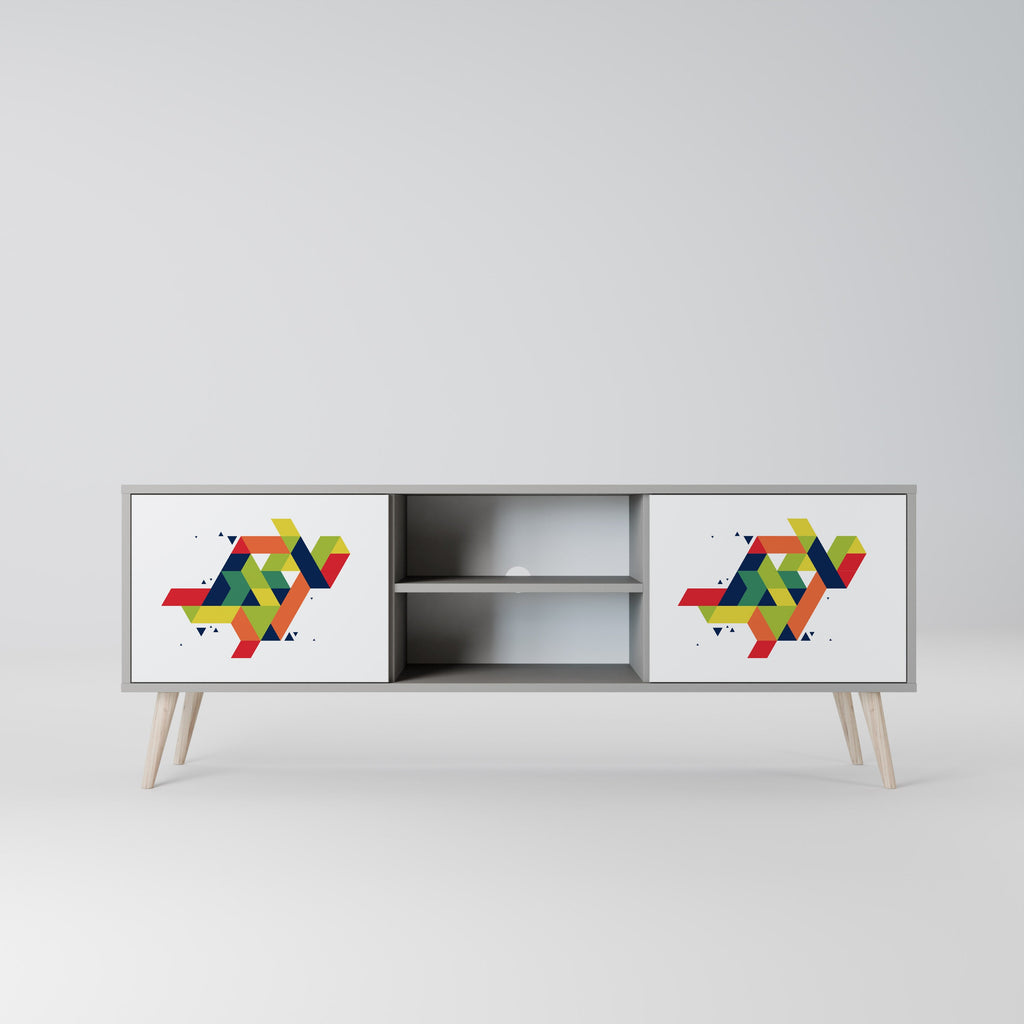 FUTURE SIGN 2-Door TV Stand in Grey Finish