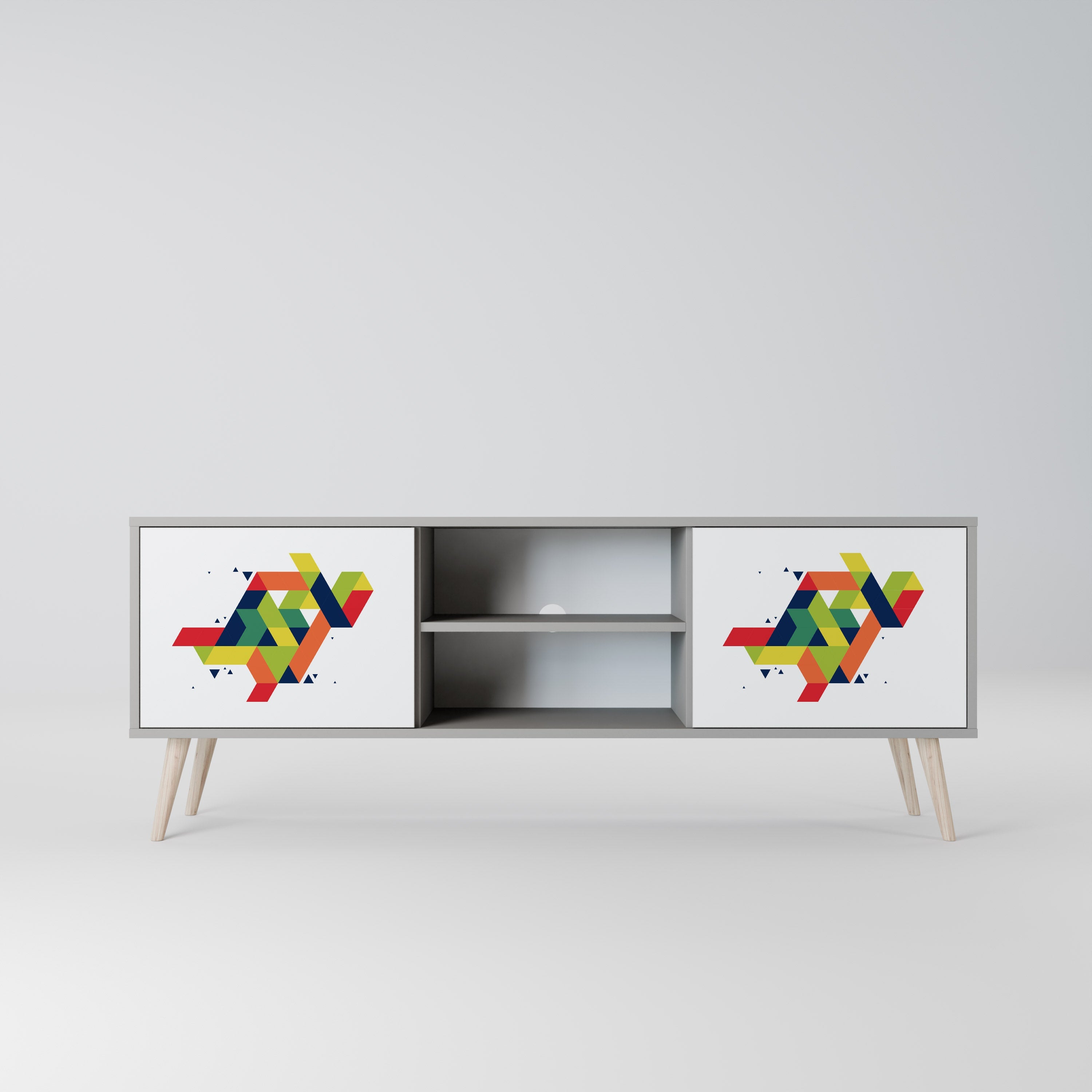 FUTURE SIGN 2-Door TV Stand in Grey Finish