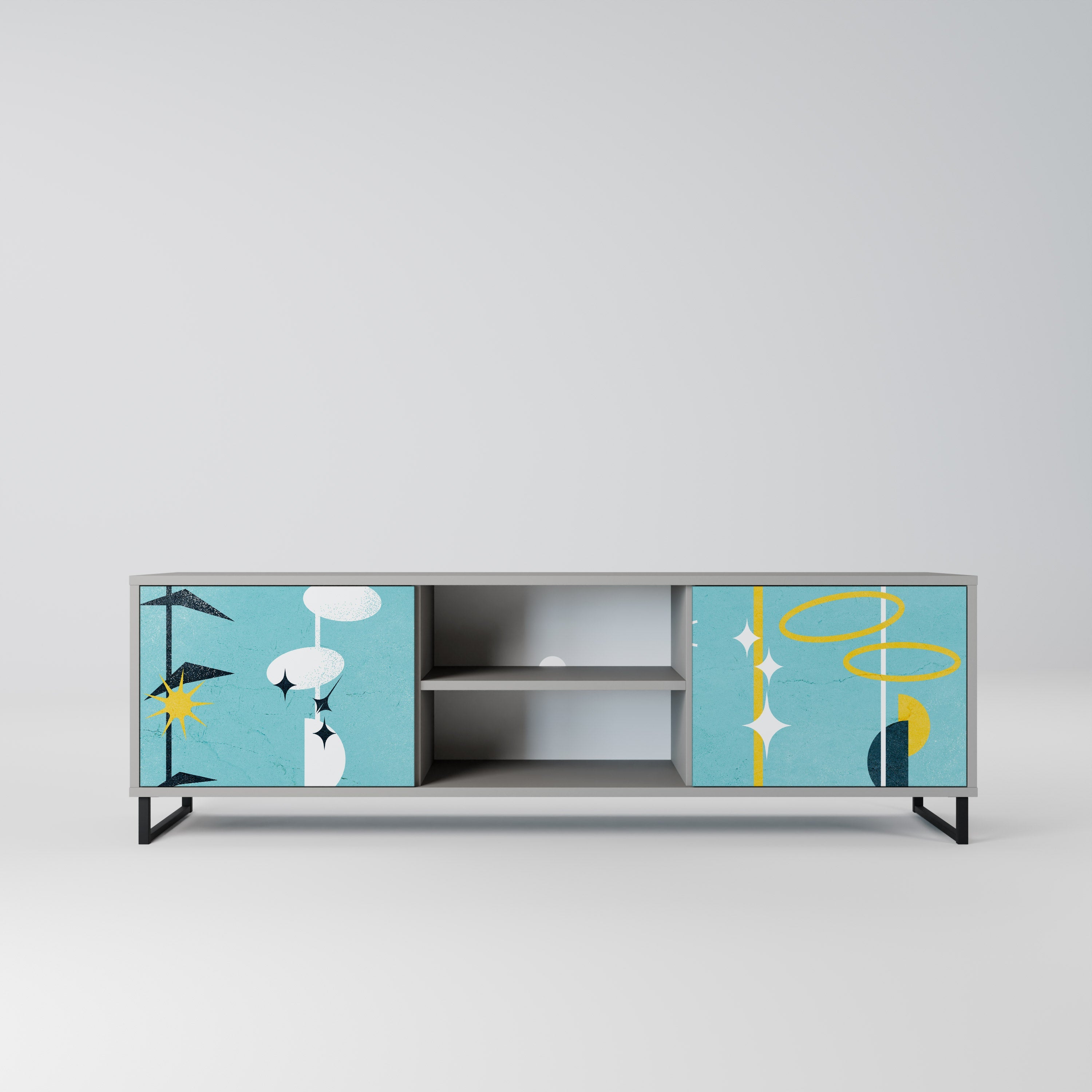 PATHS TO HAPPINESS 2-Door TV Stand in Grey Finish