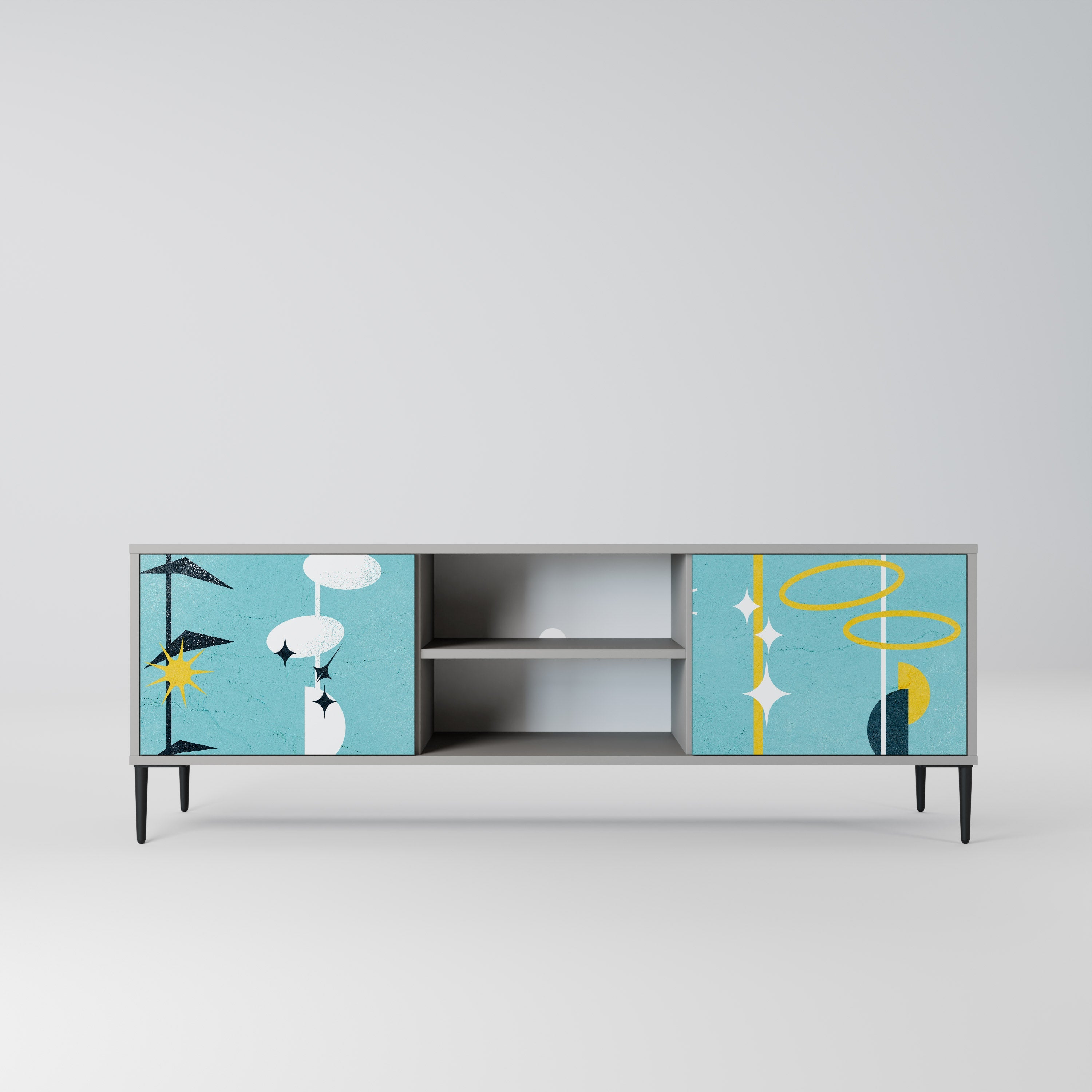 PATHS TO HAPPINESS 2-Door TV Stand in Grey Finish