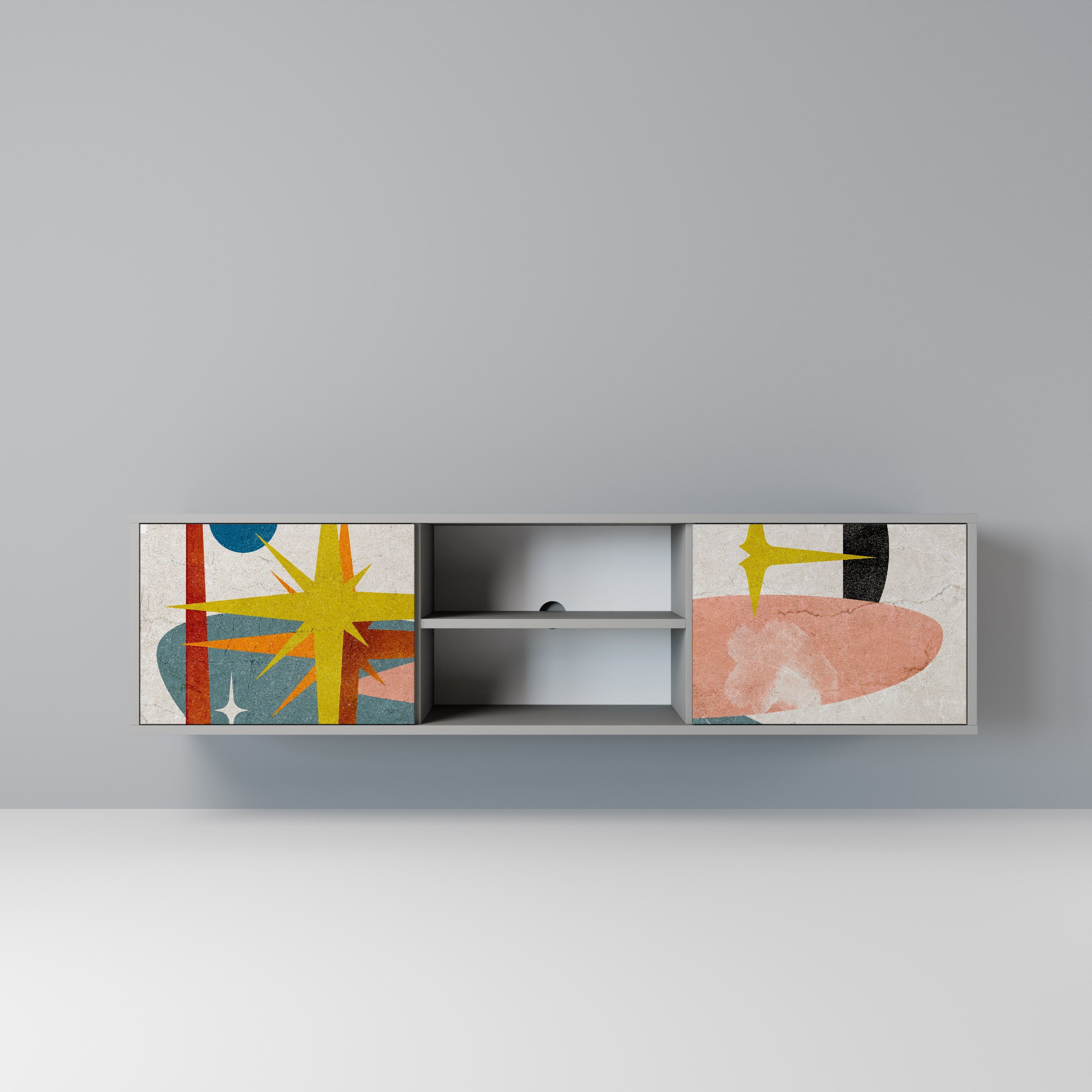 INTERSTELLAR VIBES 2-Door TV Stand in Grey Finish