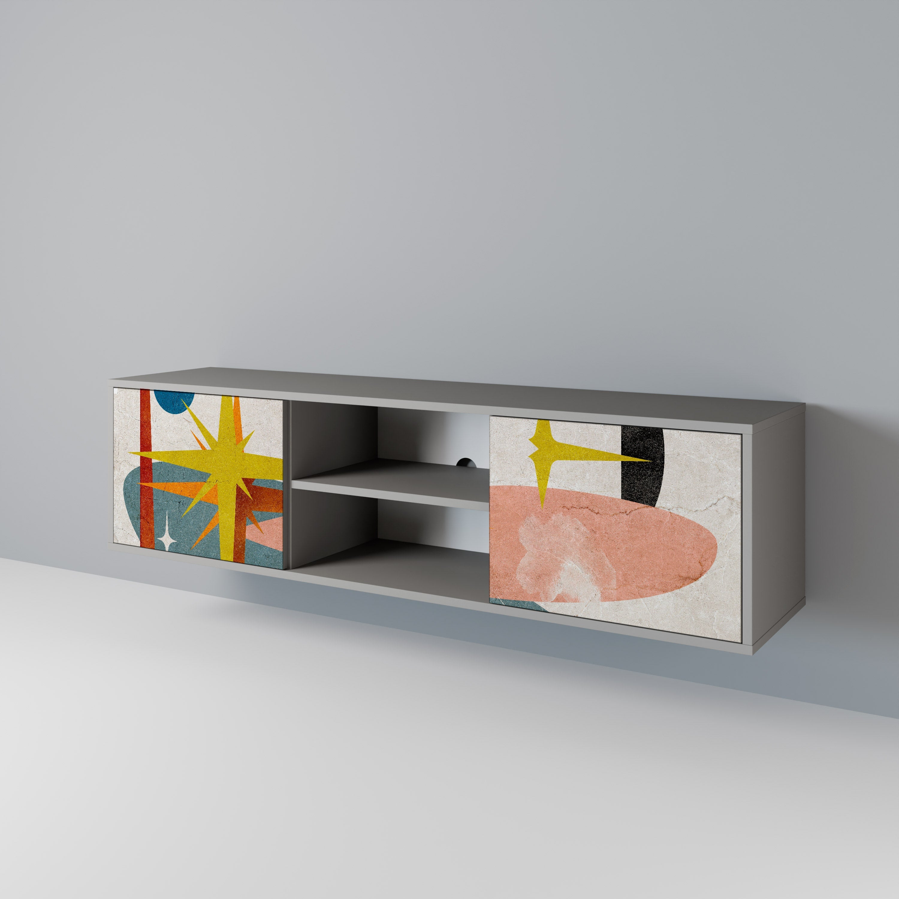 INTERSTELLAR VIBES 2-Door TV Stand in Grey Finish