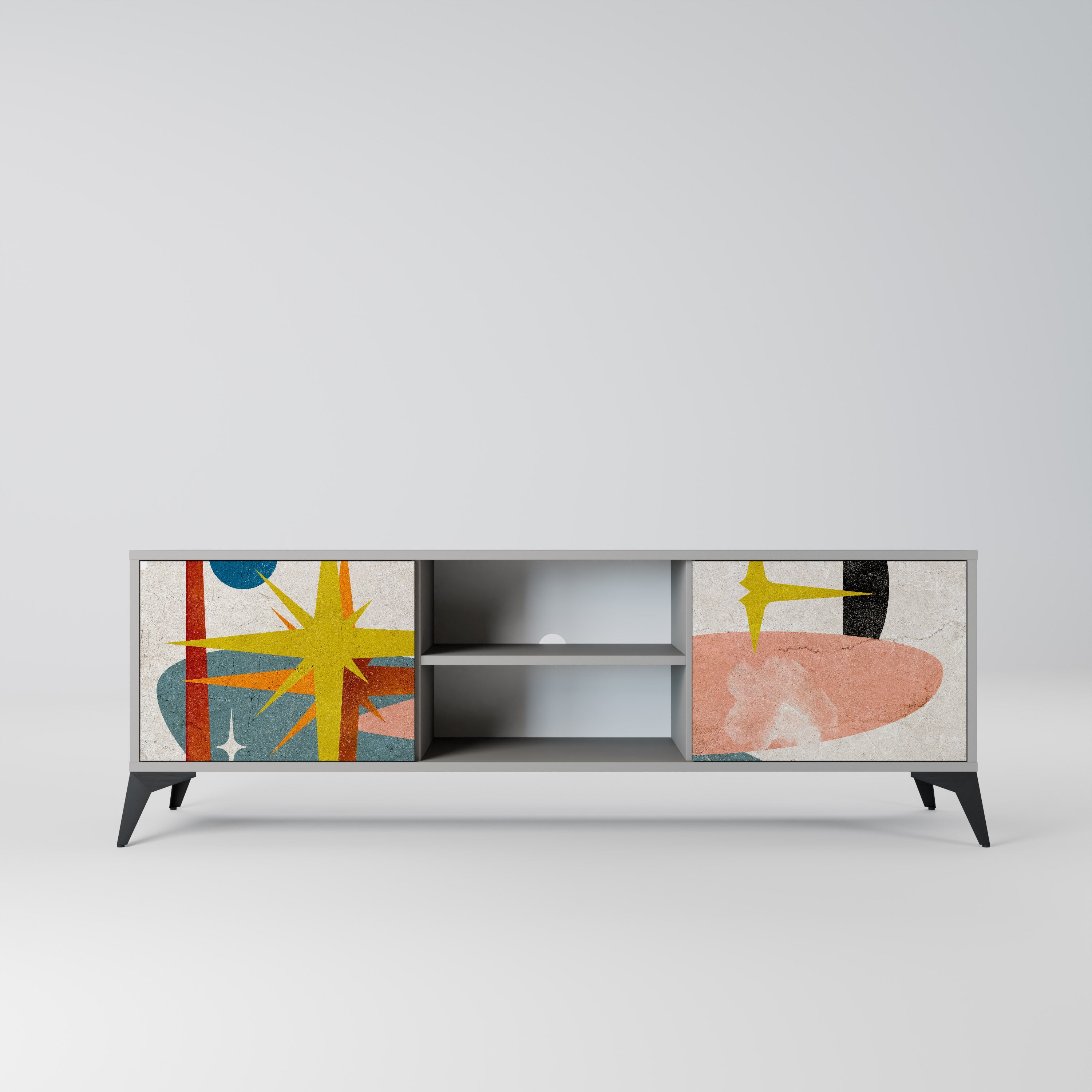 INTERSTELLAR VIBES 2-Door TV Stand in Grey Finish