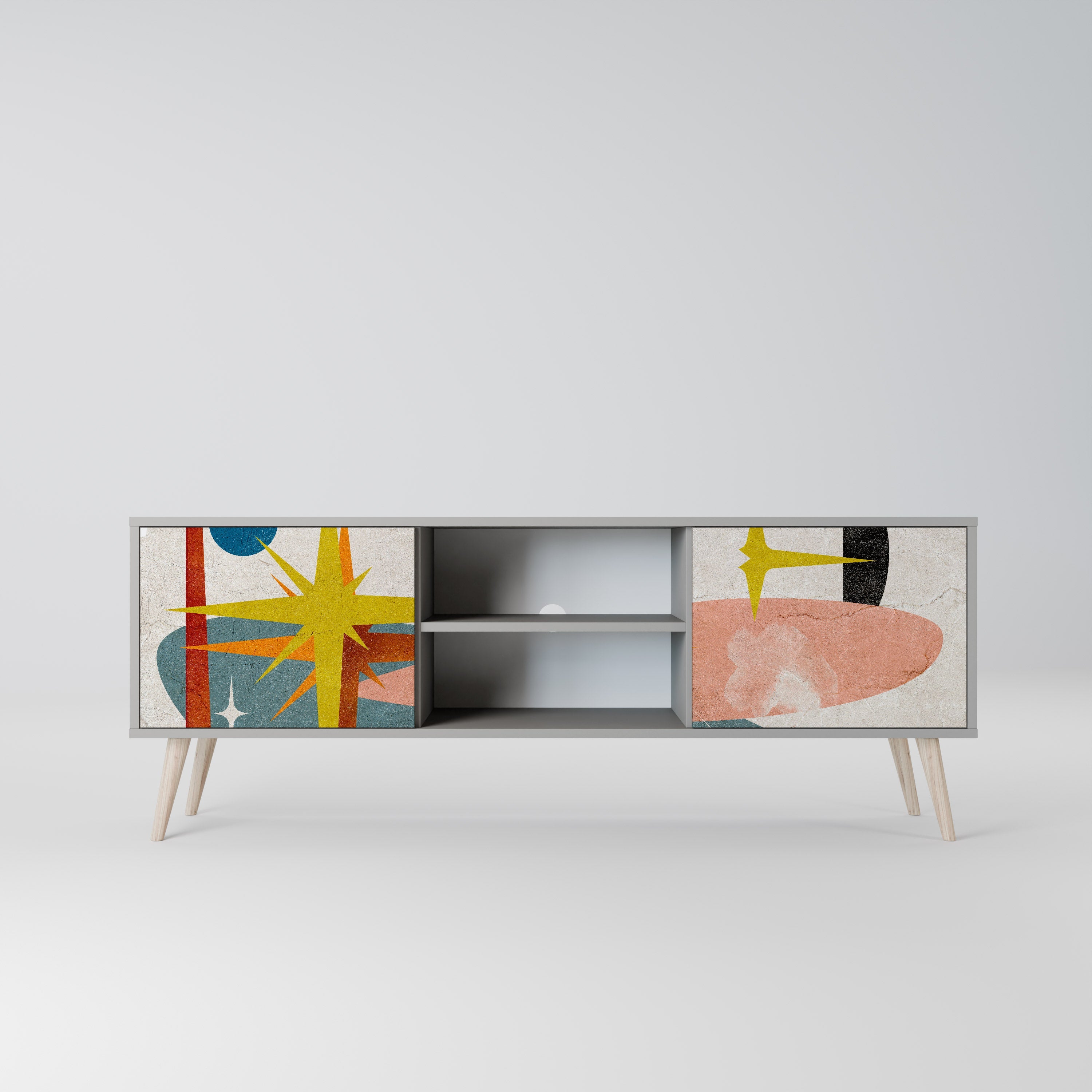 INTERSTELLAR VIBES 2-Door TV Stand in Grey Finish