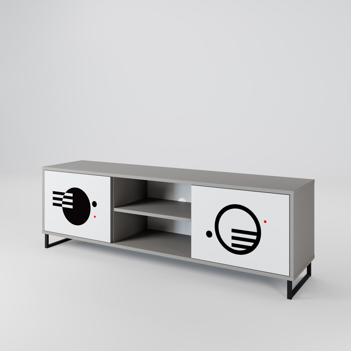 BLACK AND WHITE COMBINATION 2-Door TV Cabinet