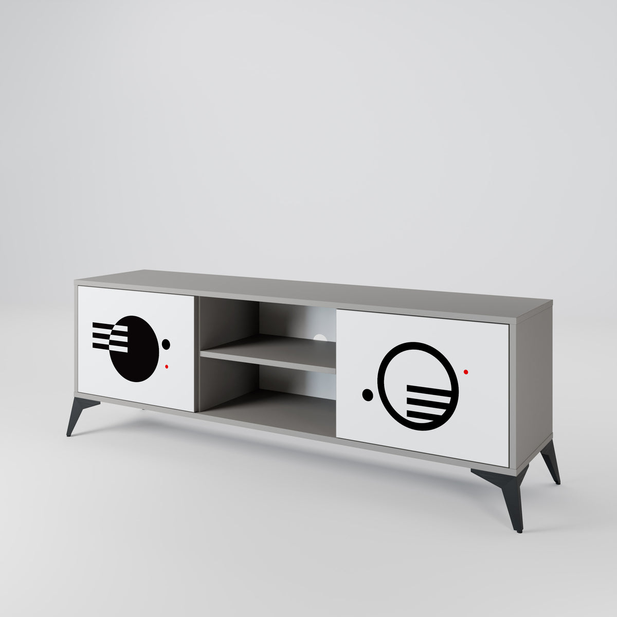 BLACK AND WHITE COMBINATION 2-Door TV Cabinet