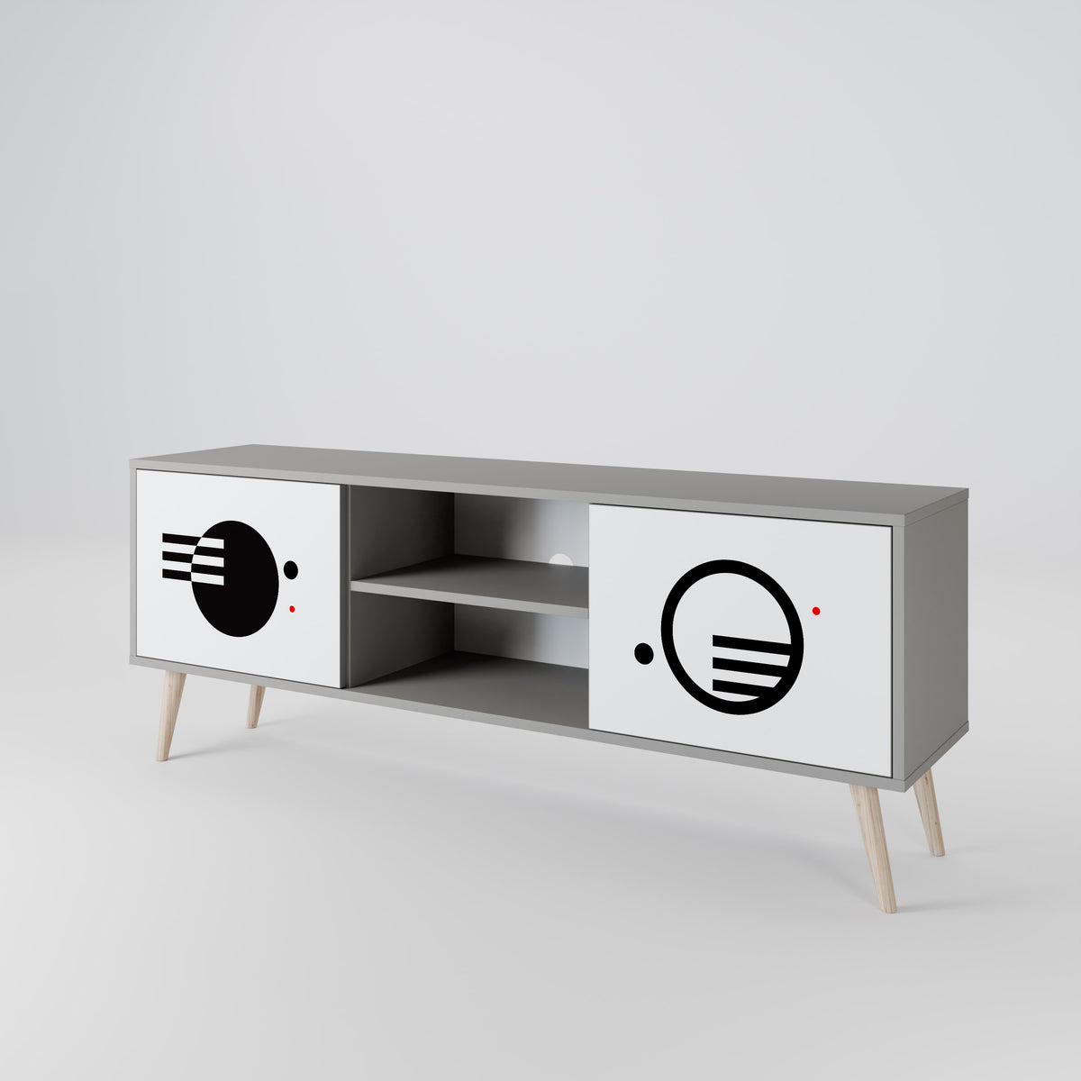 BLACK AND WHITE COMBINATION 2-Door TV Cabinet