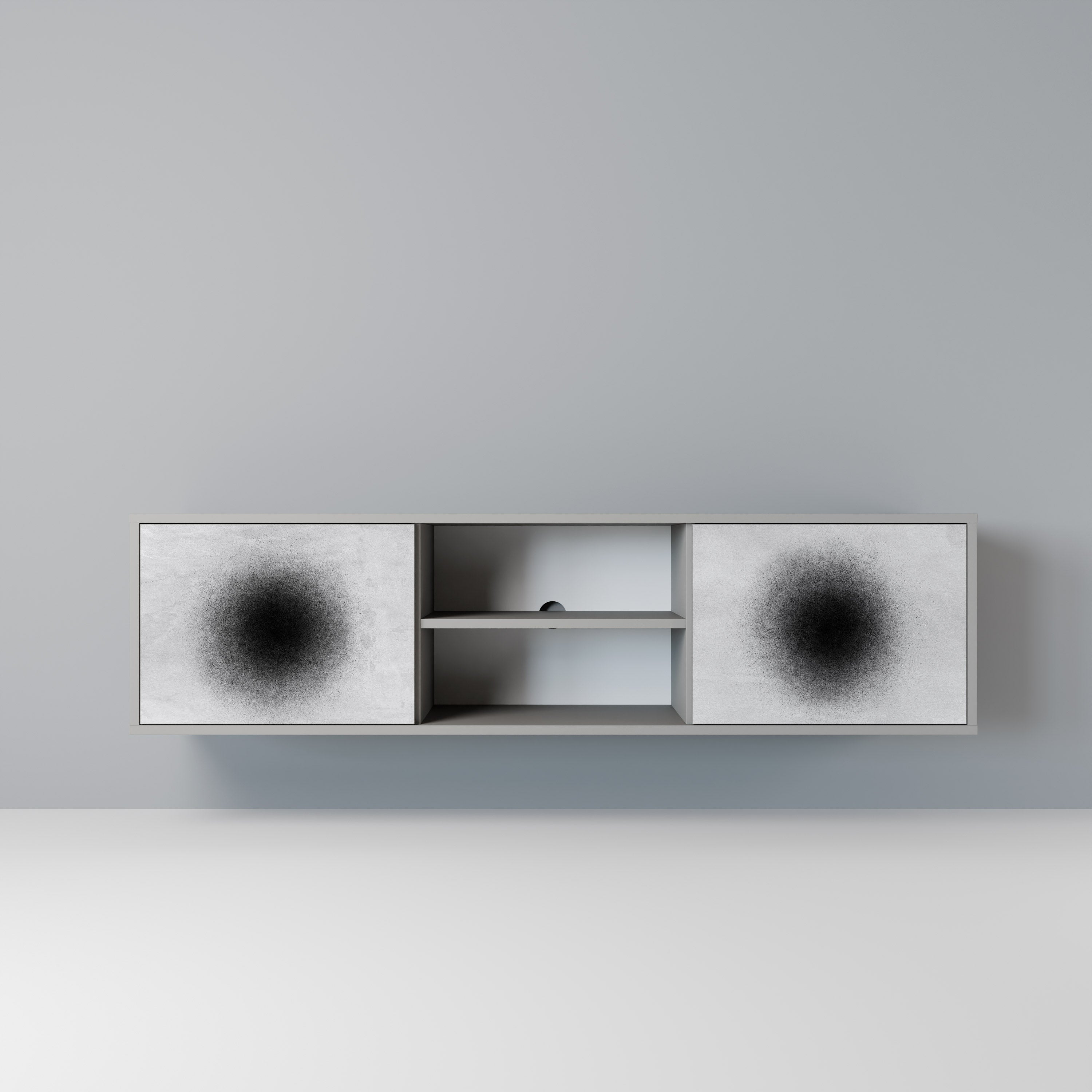 Meuble TV 2 portes BLACK HOLE finition grise