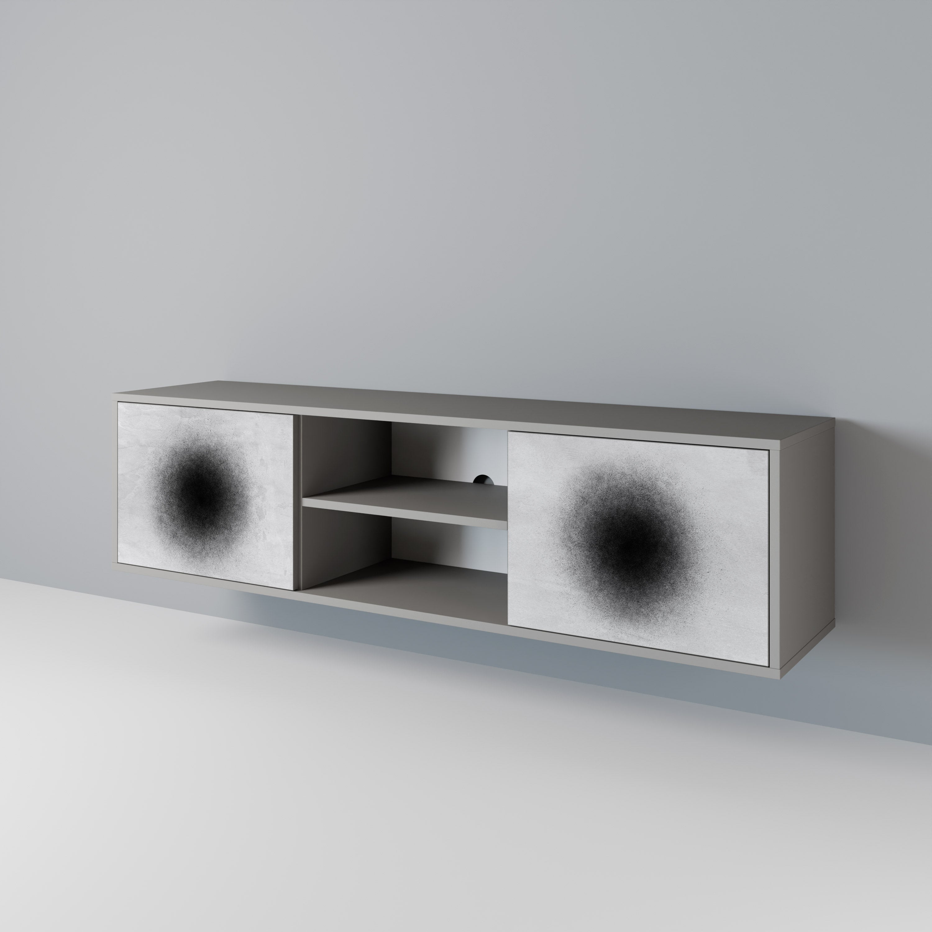 Meuble TV 2 portes BLACK HOLE finition grise