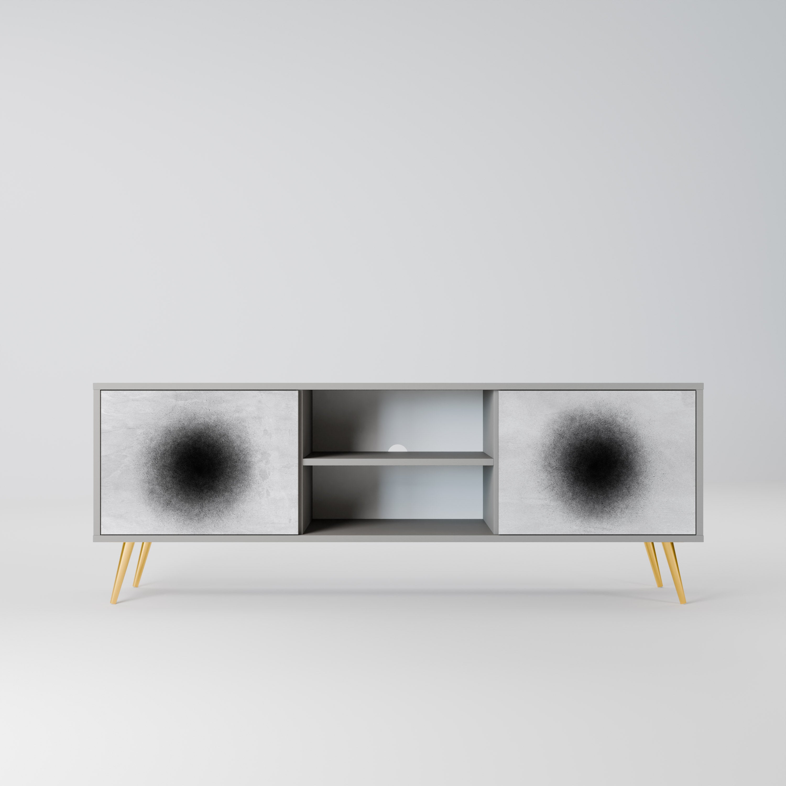 Meuble TV 2 portes BLACK HOLE finition grise