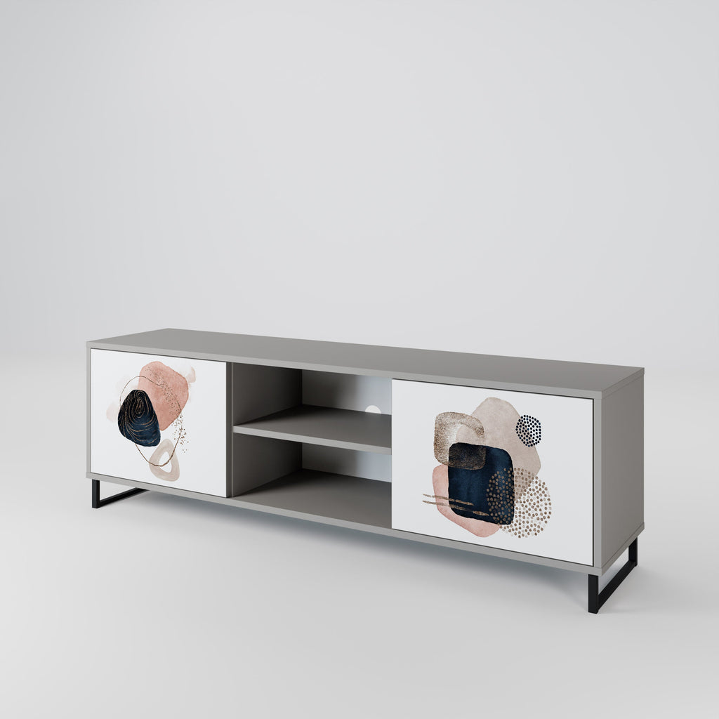 Meuble TV 2 portes COLORFUL SHAPES en finition grise