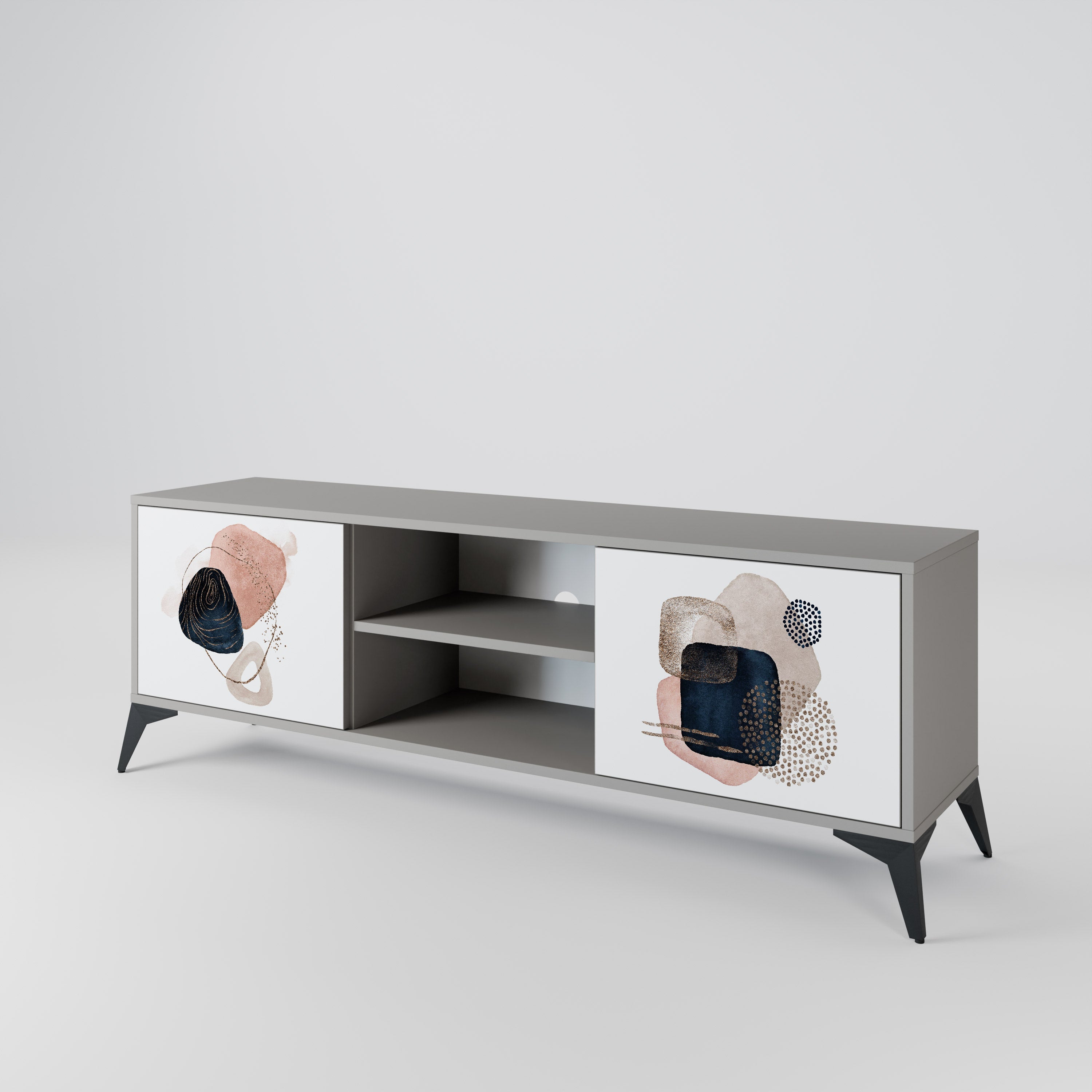 COLORFUL SHAPES 2-Door TV Stand in Grey Finish