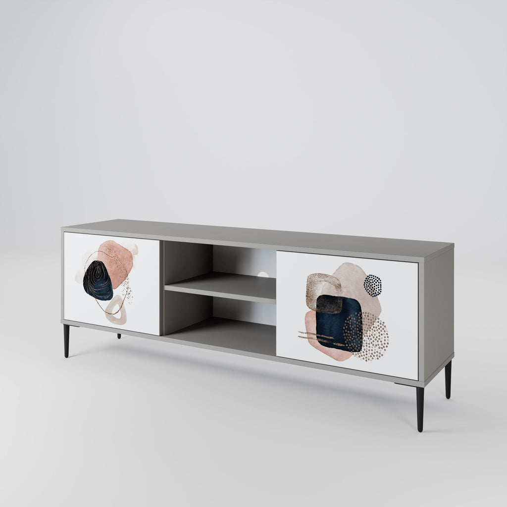 Meuble TV 2 portes COLORFUL SHAPES en finition grise