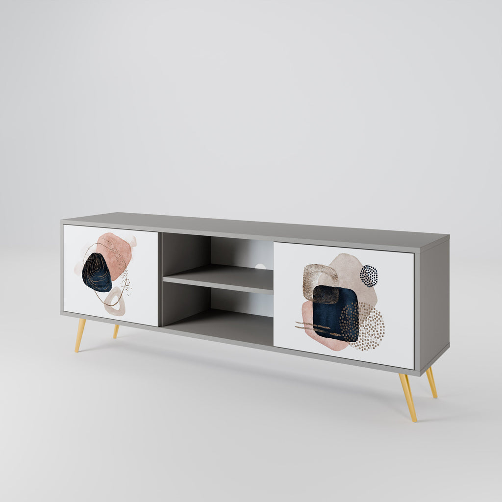 Meuble TV 2 portes COLORFUL SHAPES en finition grise