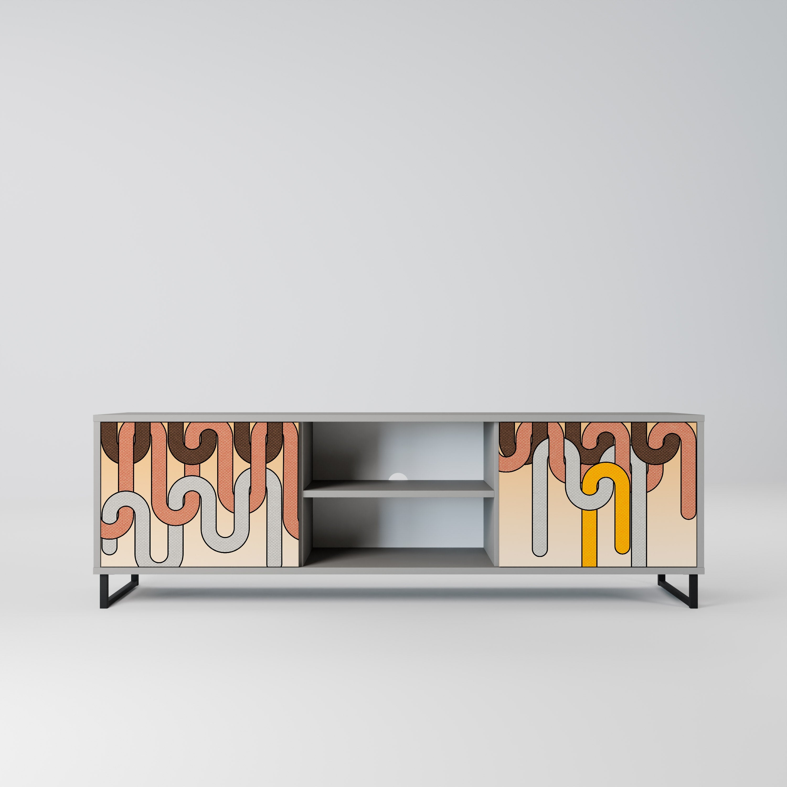 COLORFUL STRINGS 2-Door TV Stand in Grey Finish