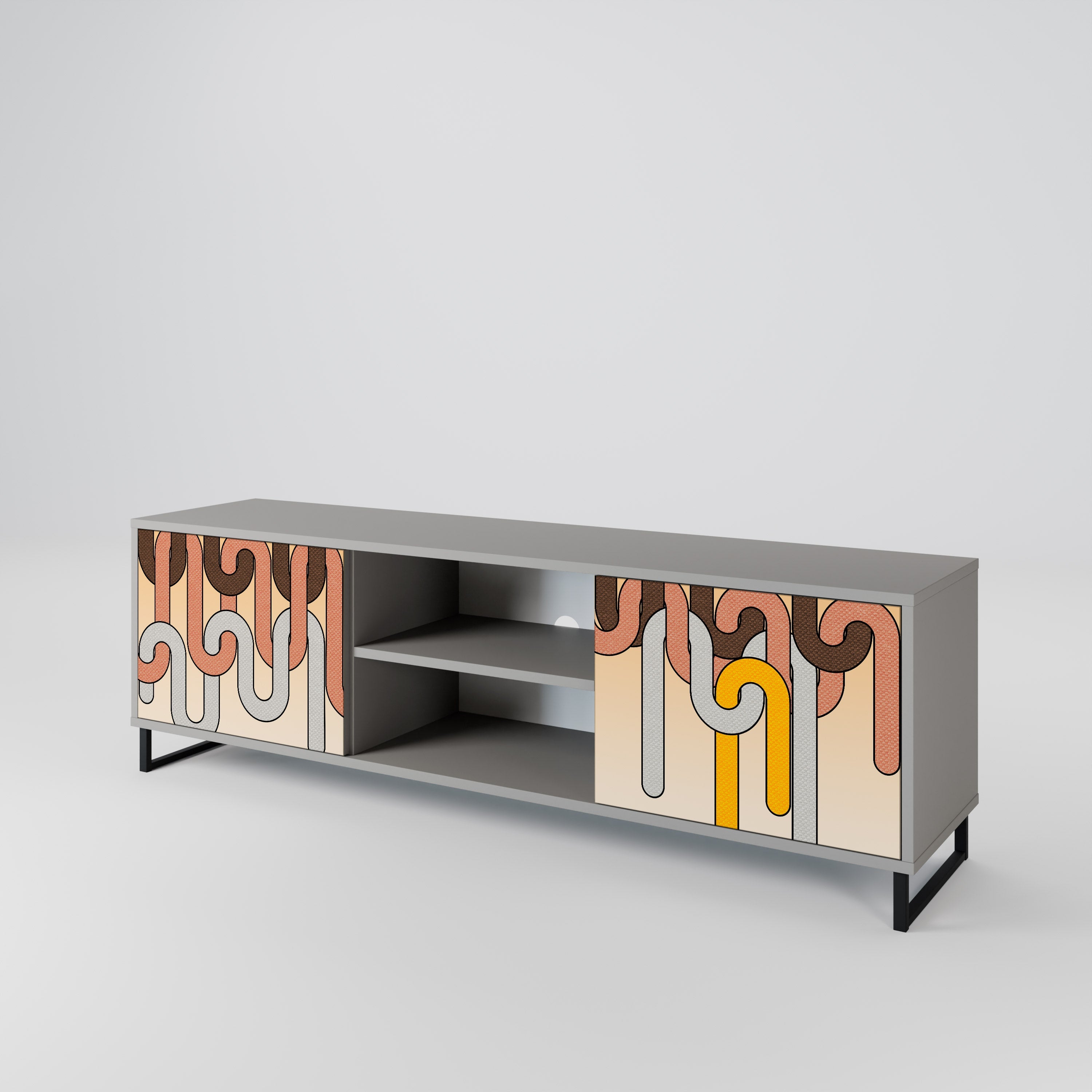 COLORFUL STRINGS 2-Door TV Stand in Grey Finish