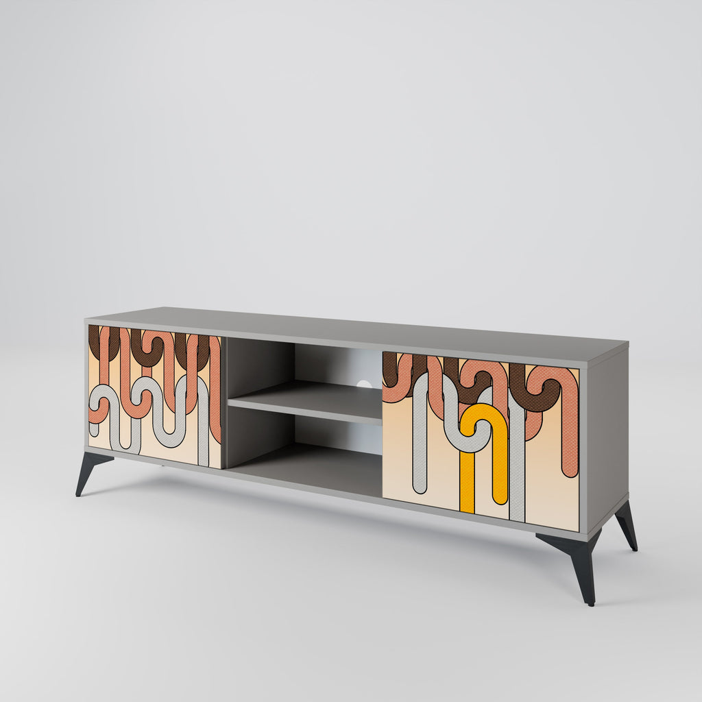 Meuble TV 2 portes COLORFUL STRINGS, finition grise
