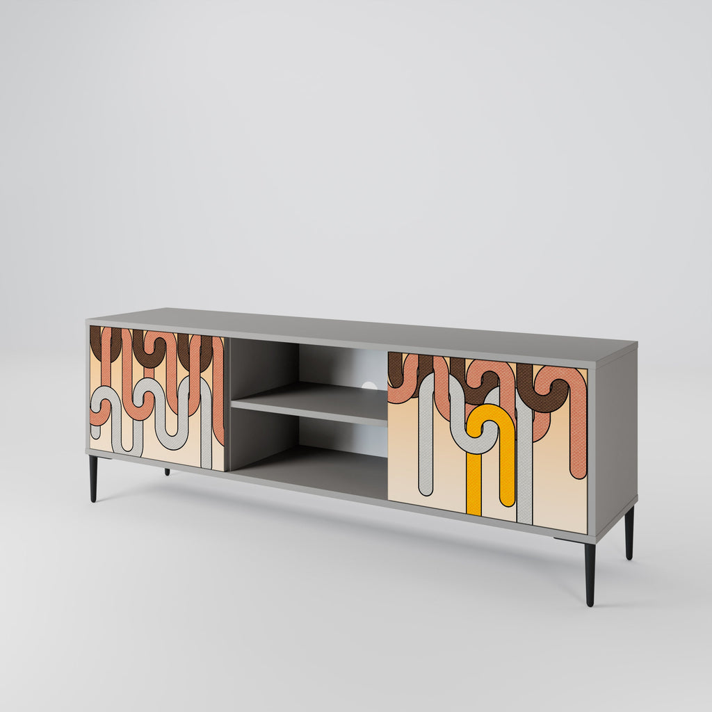 Meuble TV 2 portes COLORFUL STRINGS, finition grise