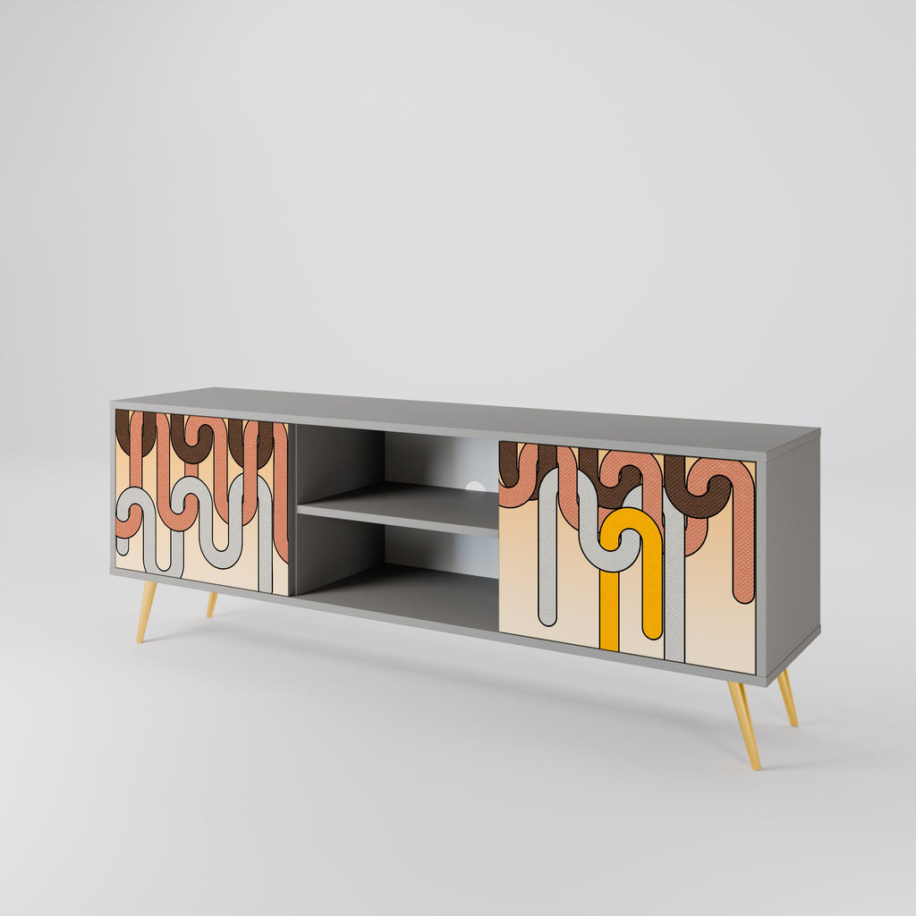 Meuble TV 2 portes COLORFUL STRINGS, finition grise