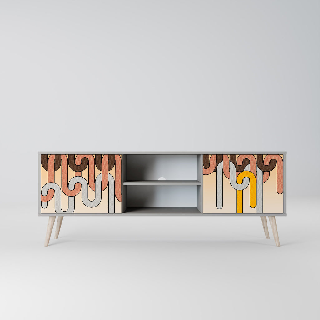 Meuble TV 2 portes COLORFUL STRINGS, finition grise