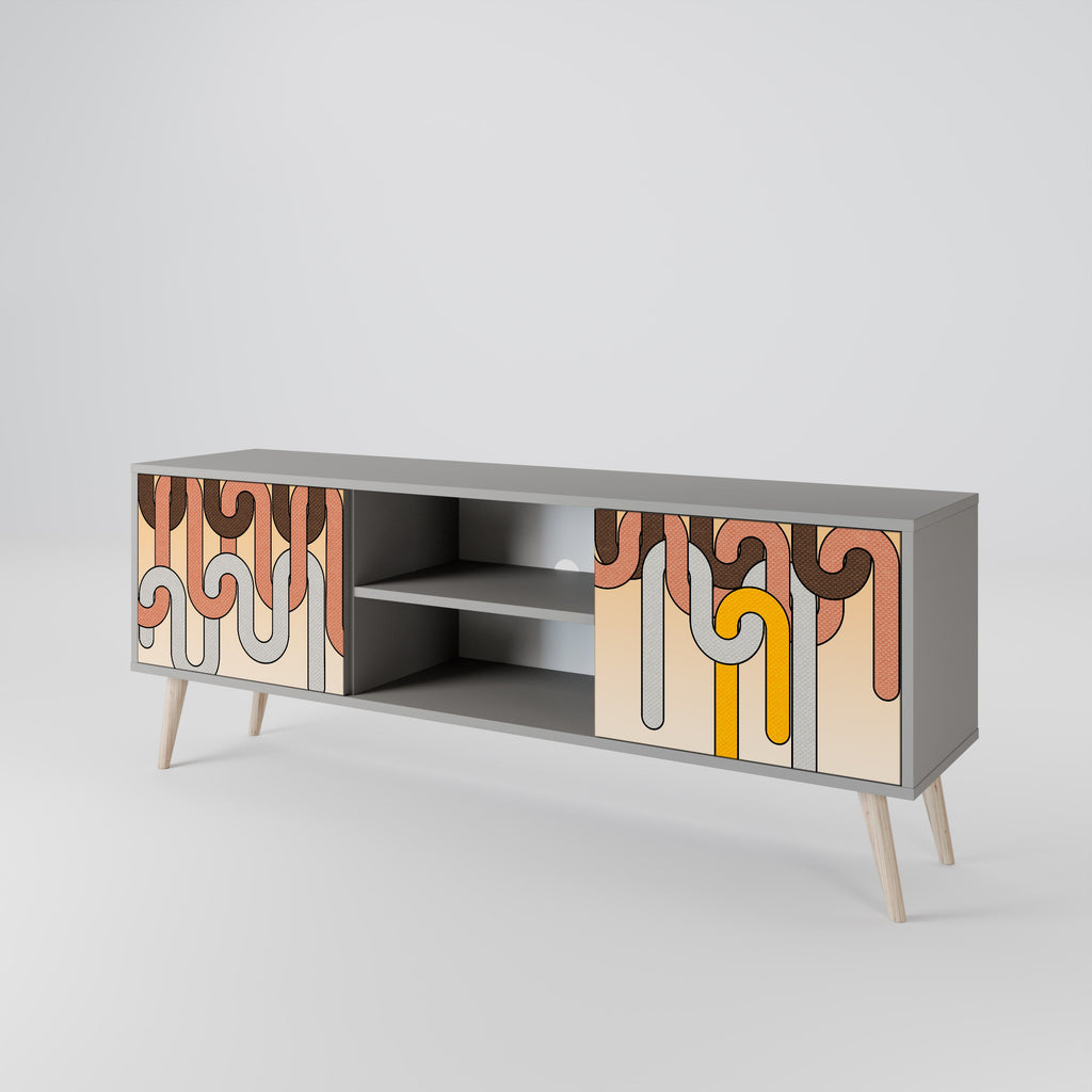 Meuble TV 2 portes COLORFUL STRINGS, finition grise