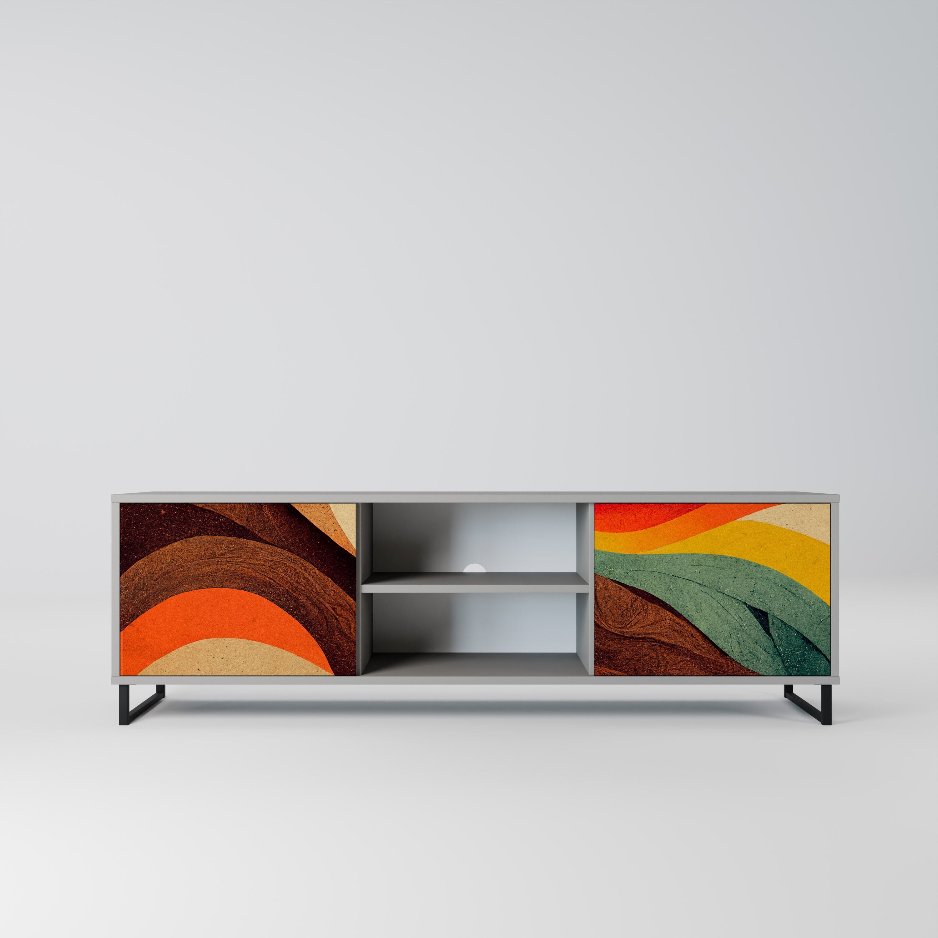 COLORFUL STRANDS 2-Door TV Stand in Grey Finish