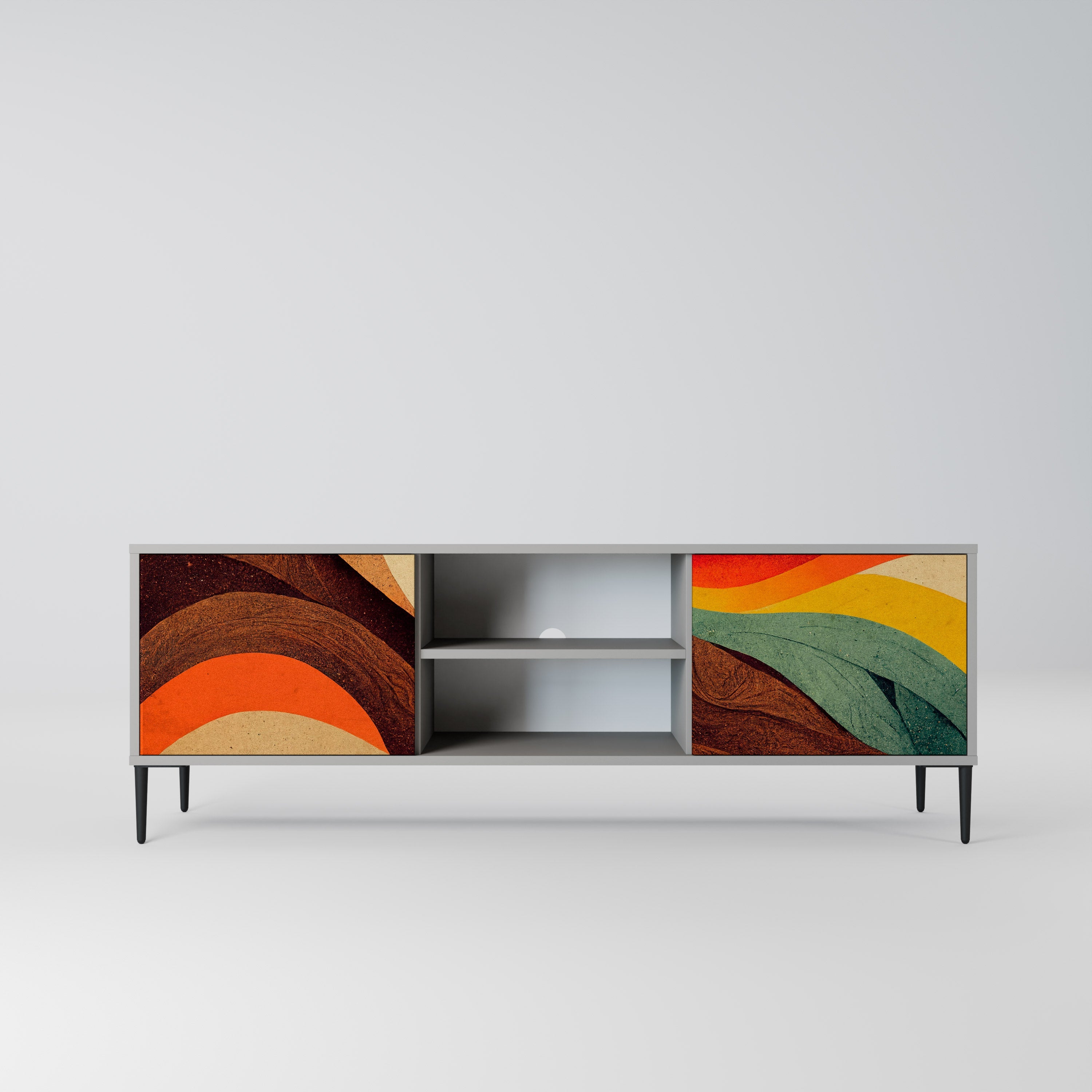 COLORFUL STRANDS 2-Door TV Stand in Grey Finish