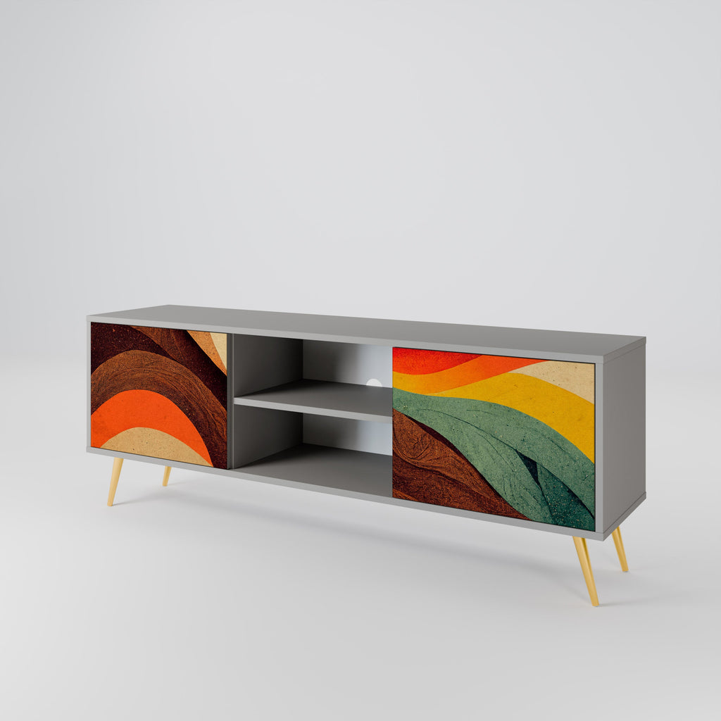 Meuble TV 2 portes COLORFUL STRANDS, finition grise