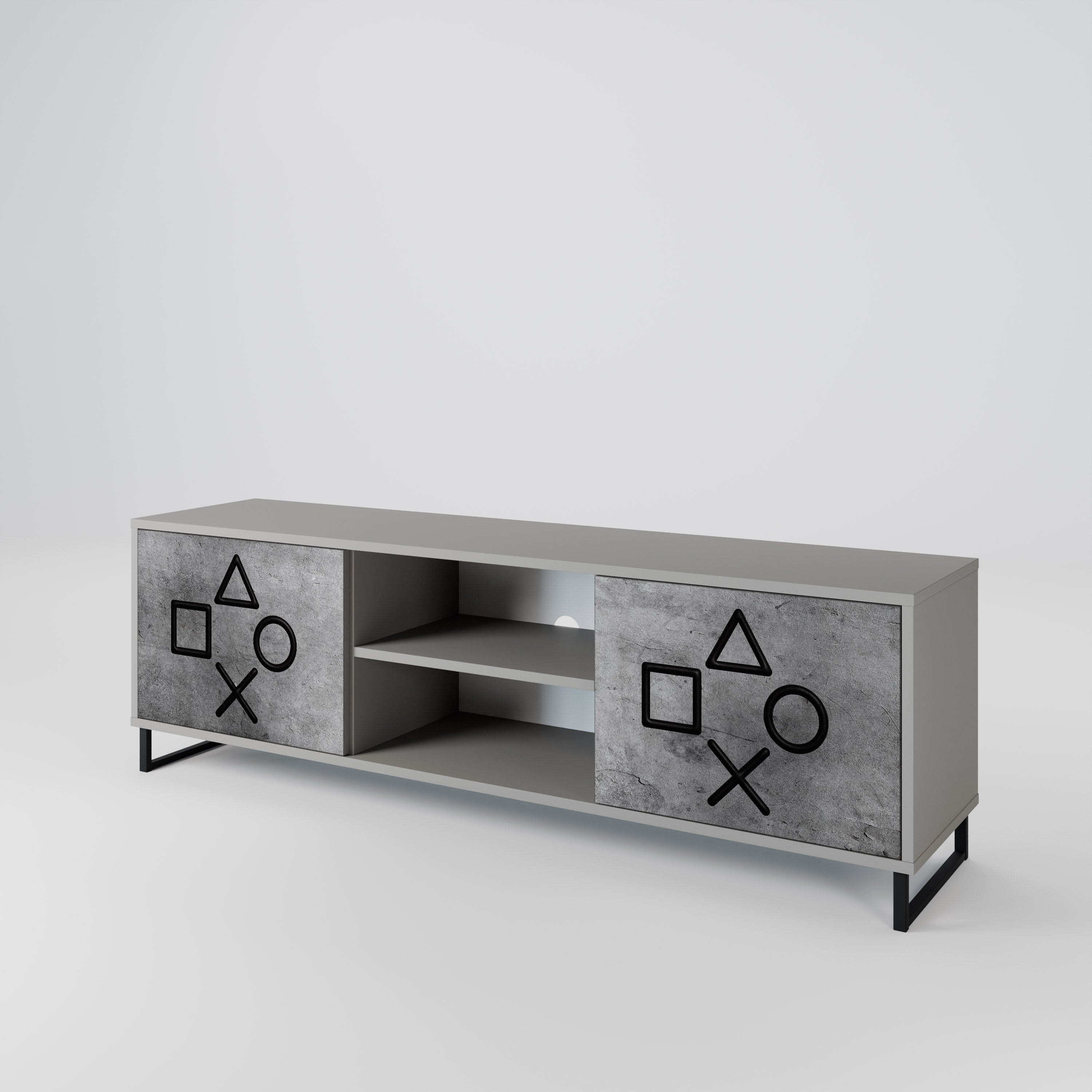 GAMER CHOICE 2-Door TV Stand in Grey Finish